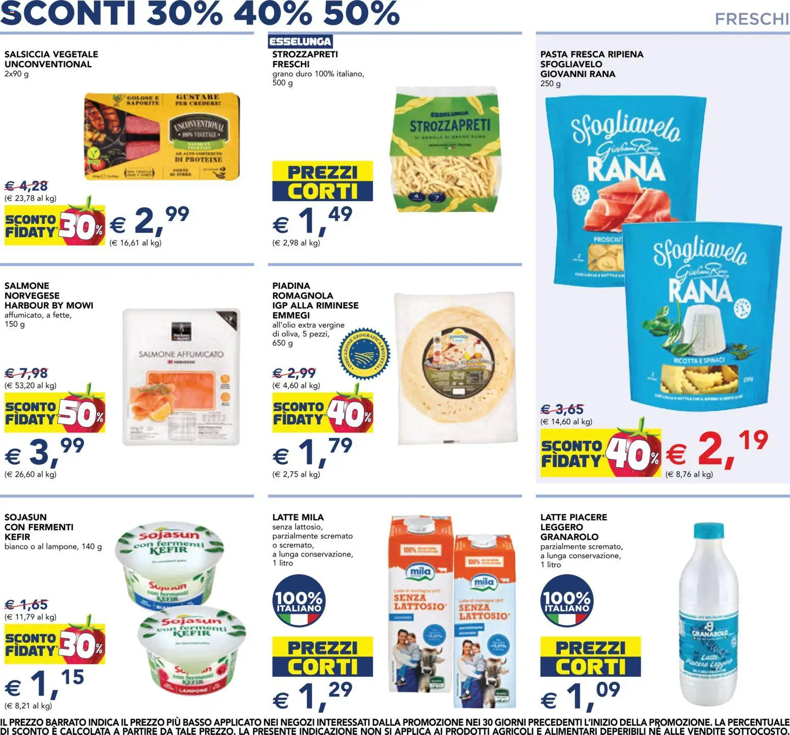 Volantino Esselunga S del 30/07/2026 | Pagina: 7 | Prodotti: Salmone, Latte, Salsiccia, Ricotta