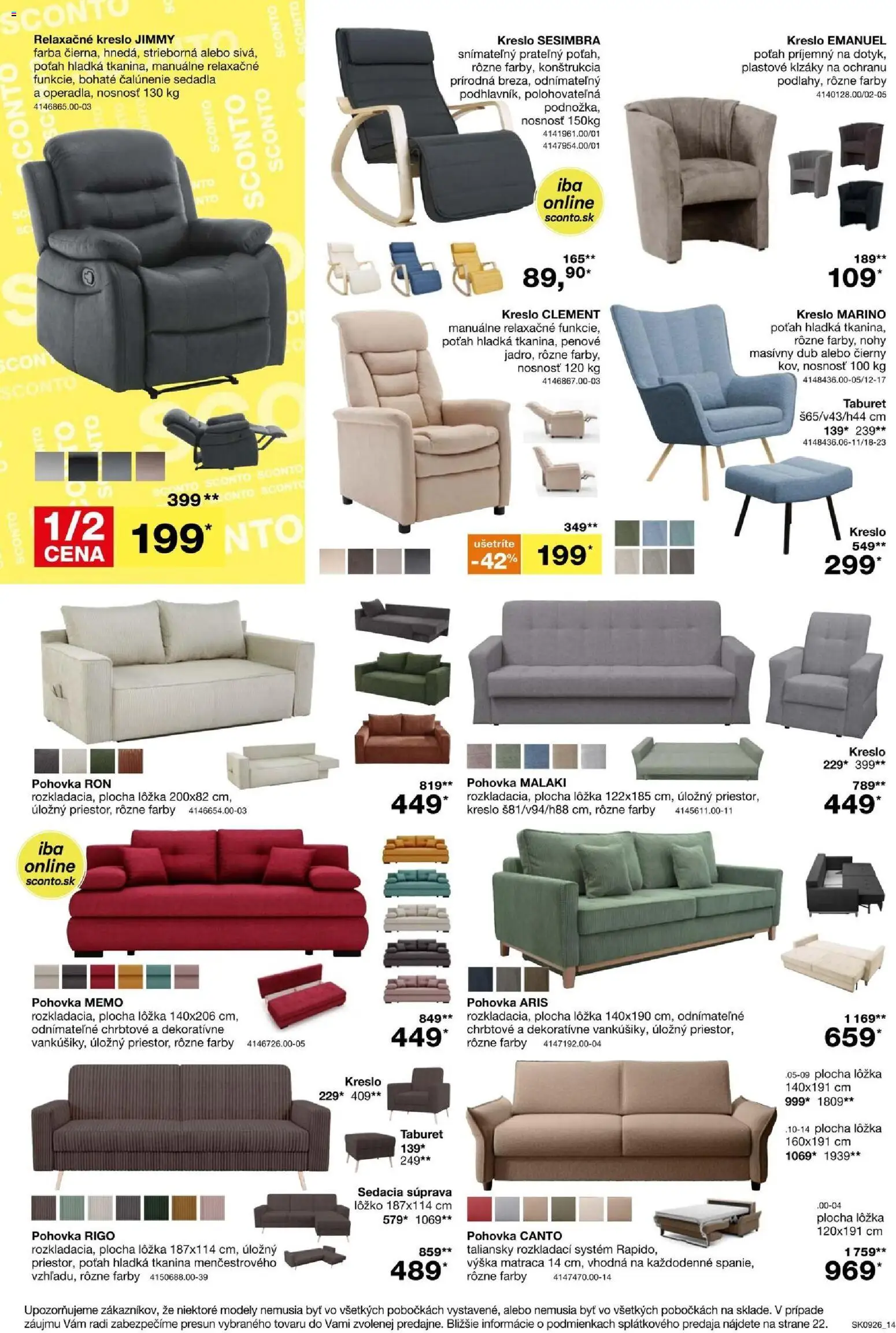 Nové Sconto nábytok akcie – leták je platný od 15.07.2026 | Strana: 14 | Produkty: Sedacia súprava, Pohovka, Relaxačné kreslo, Taburet