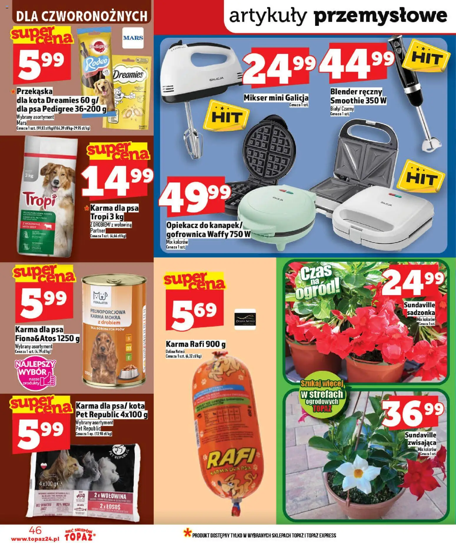 Topaz gazetka - MAZ od 21.05.2026 | Strona: 46 | Produkty: Mikser, Gofrownica, Pedigree, Wołowina