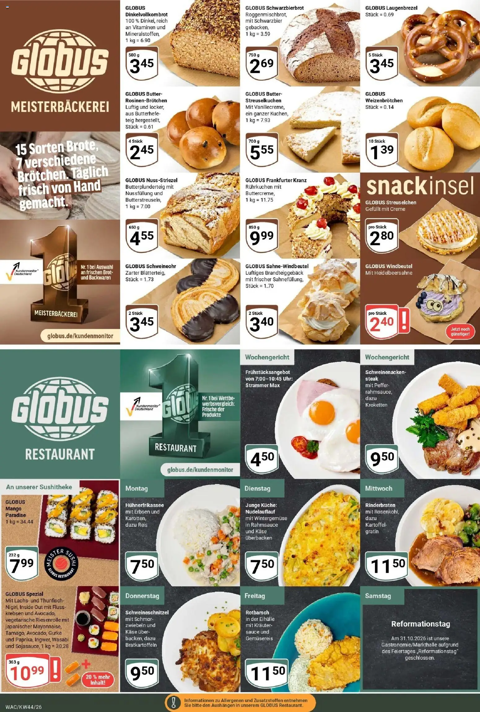 Globus Prospekt Markkleeberg – gültig ab 26.10.2026 | Seite: 5 | Produkte: Schweinenacken, Lachs, Brot, Reis