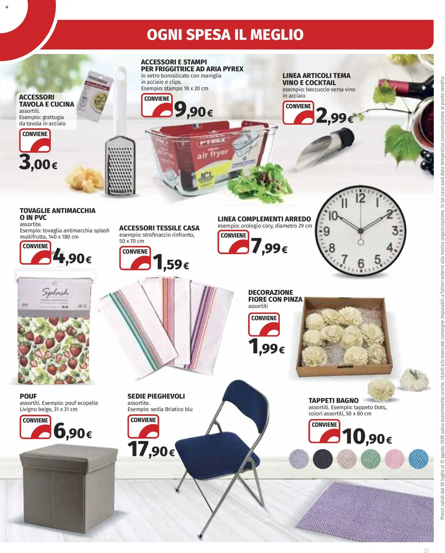 Volantino Ipercoop del 30/07/2026 | Pagina: 27 | Prodotti: Orologio, Friggitrice, Tovaglia, Sedia
