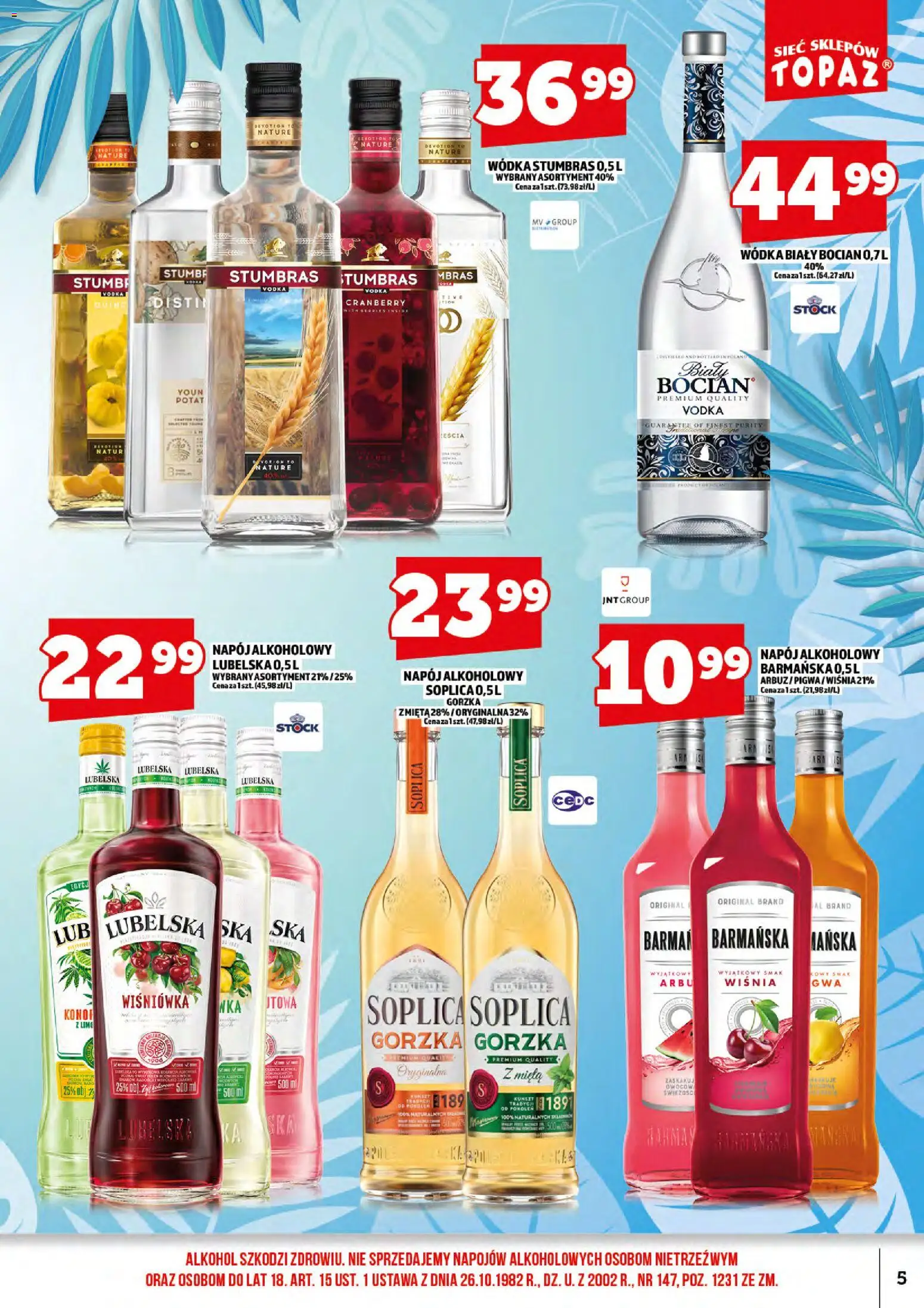 Topaz gazetka alkoholowa od 01.07.2026 | Strona: 7 | Produkty: Wódka Stumbras, Vodka, Alkohol, Wódka
