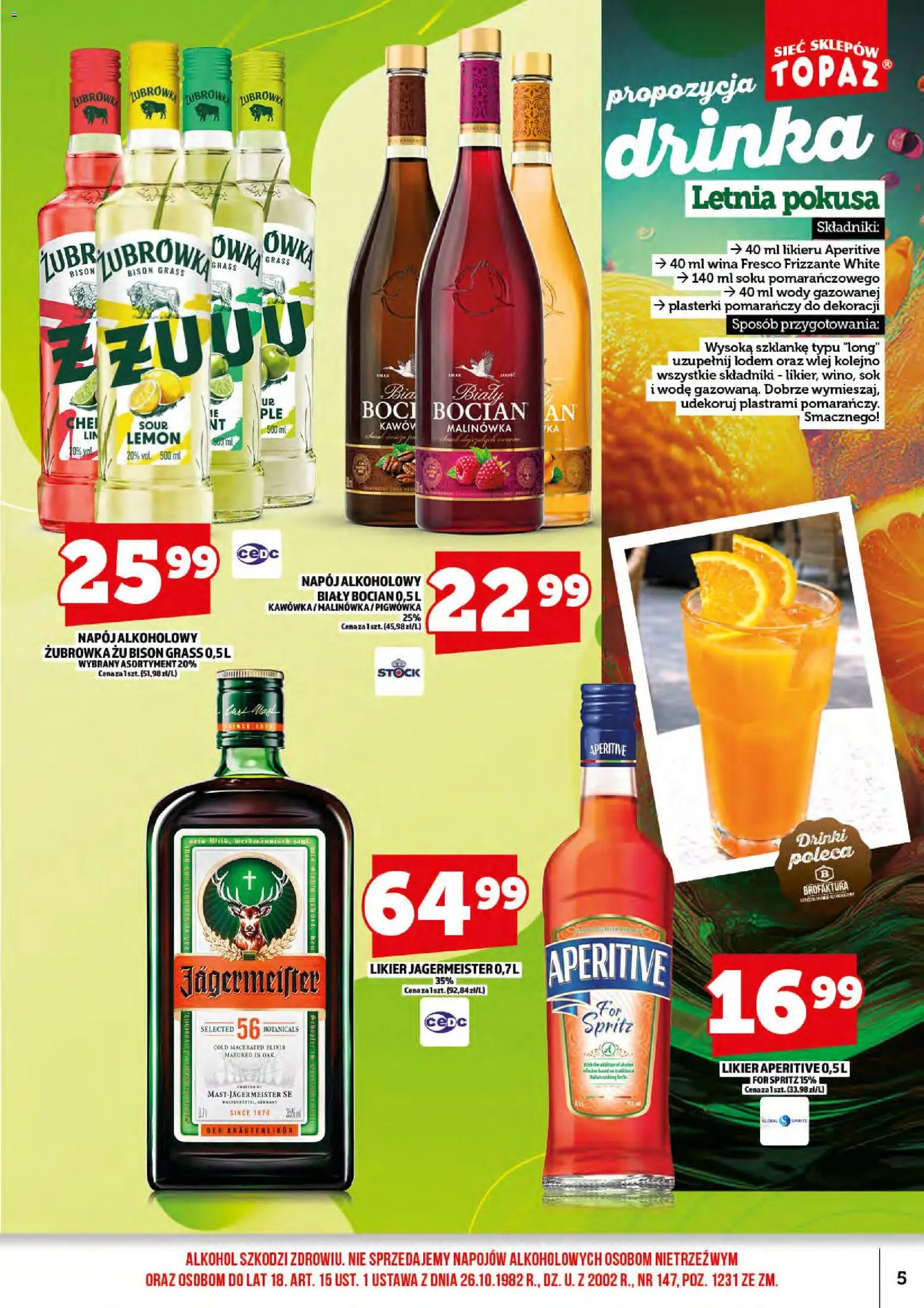 Topaz gazetka alkoholowa od 15.06.2026 | Strona: 7 | Produkty: Jagermeister, Sok, Fresco, Alkohol