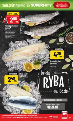 Pogląd oferty "POLOmarket gazetka" - ważna od 27.05.2026 | Strona: 29 | Produkty: Śledź, Pstrąg, Ryba