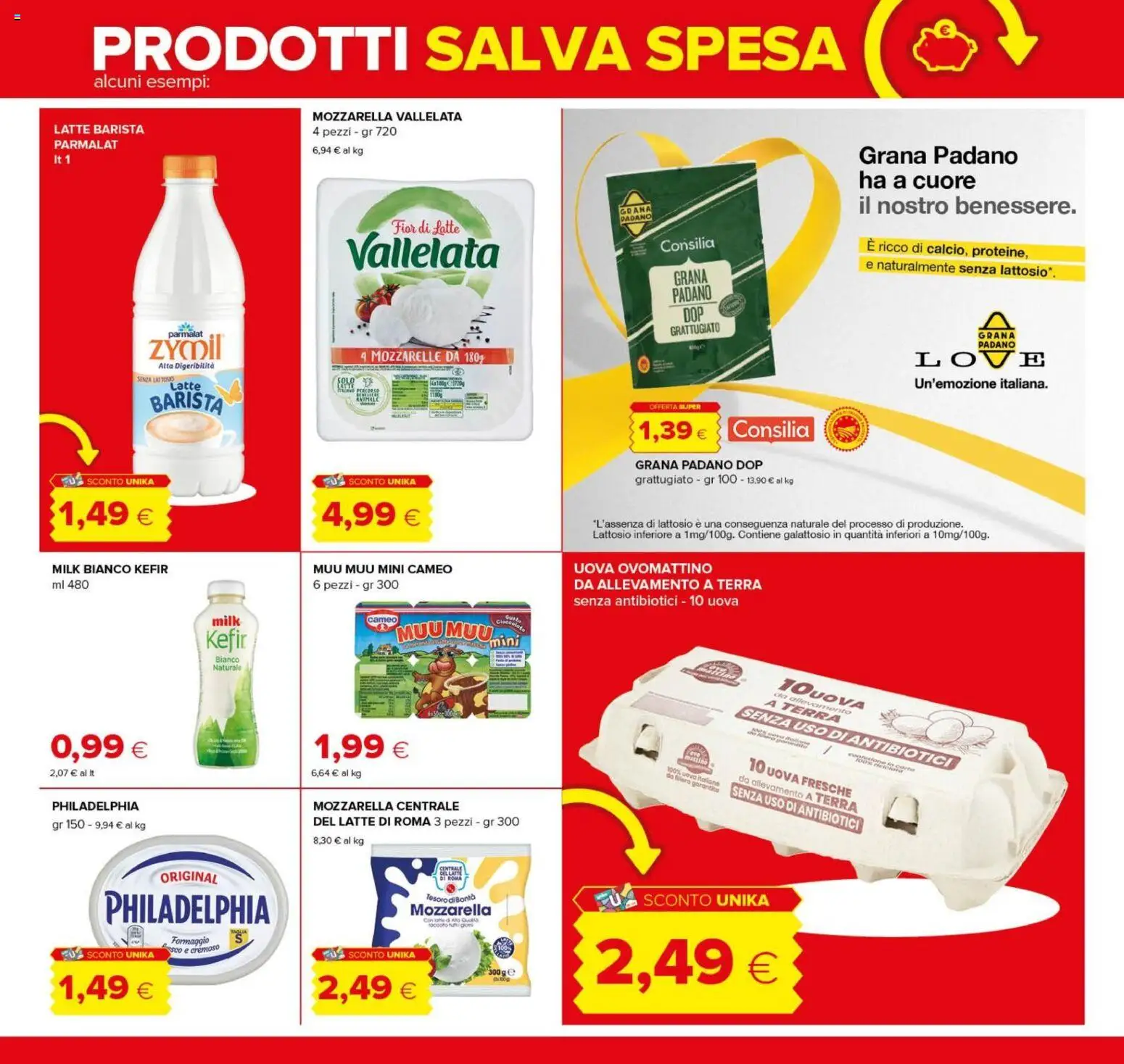 Volantino Oasi del 08/10/2026 | Pagina: 8 | Prodotti: Kefir, Formaggio, Grana Padano, Mozzarella vallelata