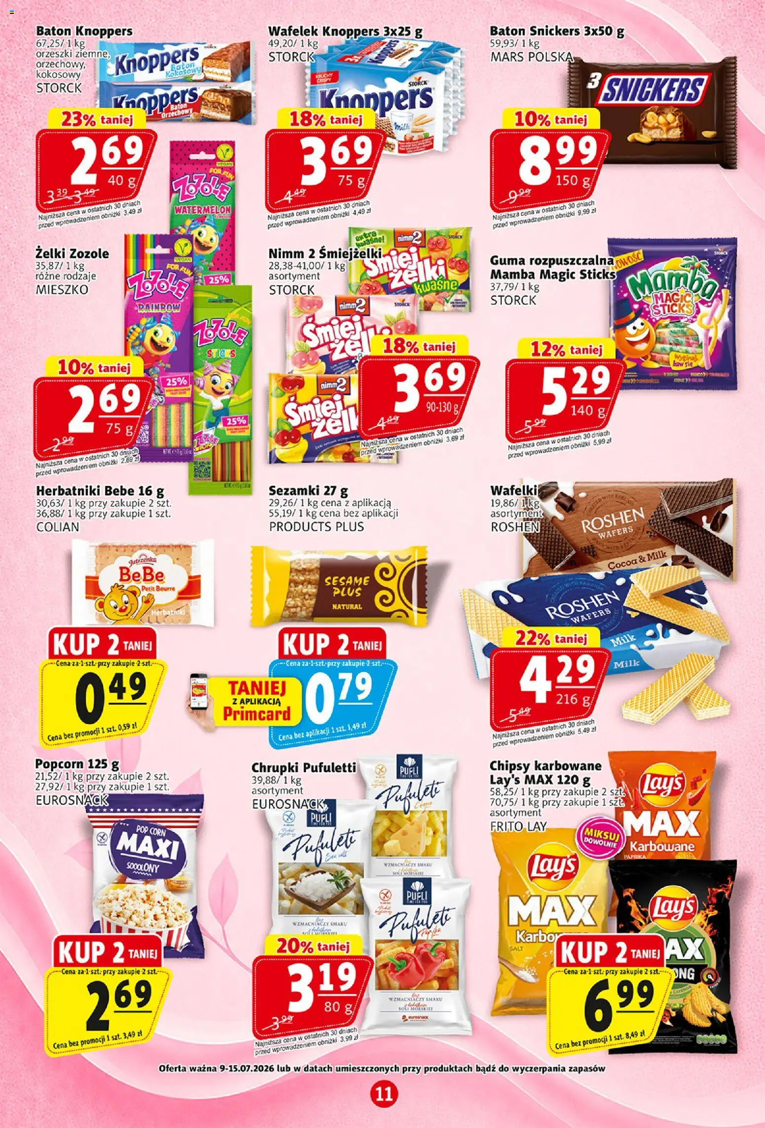Prim Market gazetka od 09.07.2026 | Strona: 11 | Produkty: Chipsy, Por, Baton, Żelki