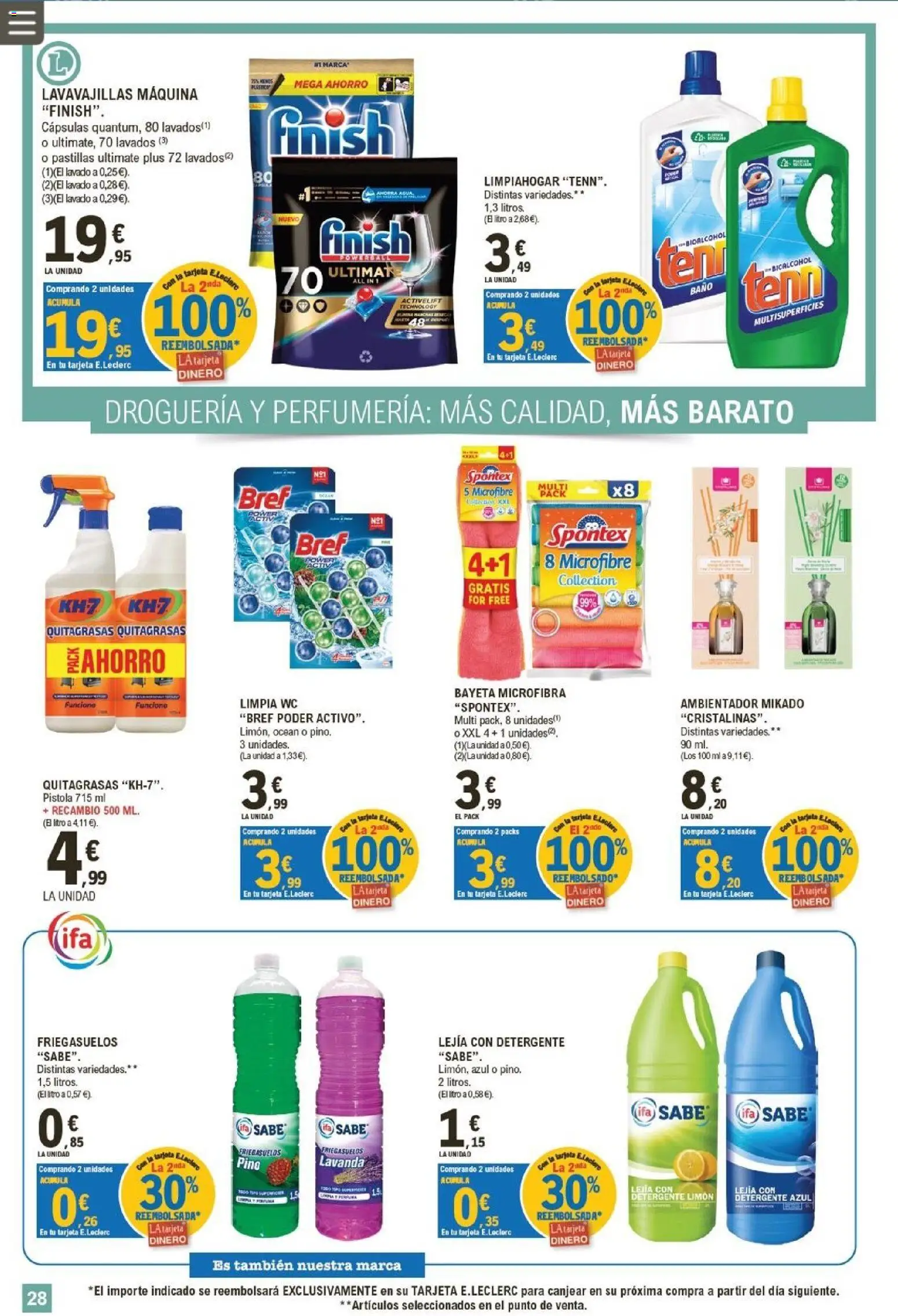 E.Leclerc Pamplona │ válido desde el 12/08/2026 | Página: 28 | Productos: Limón, Lavavajillas, Ambientador, Baño