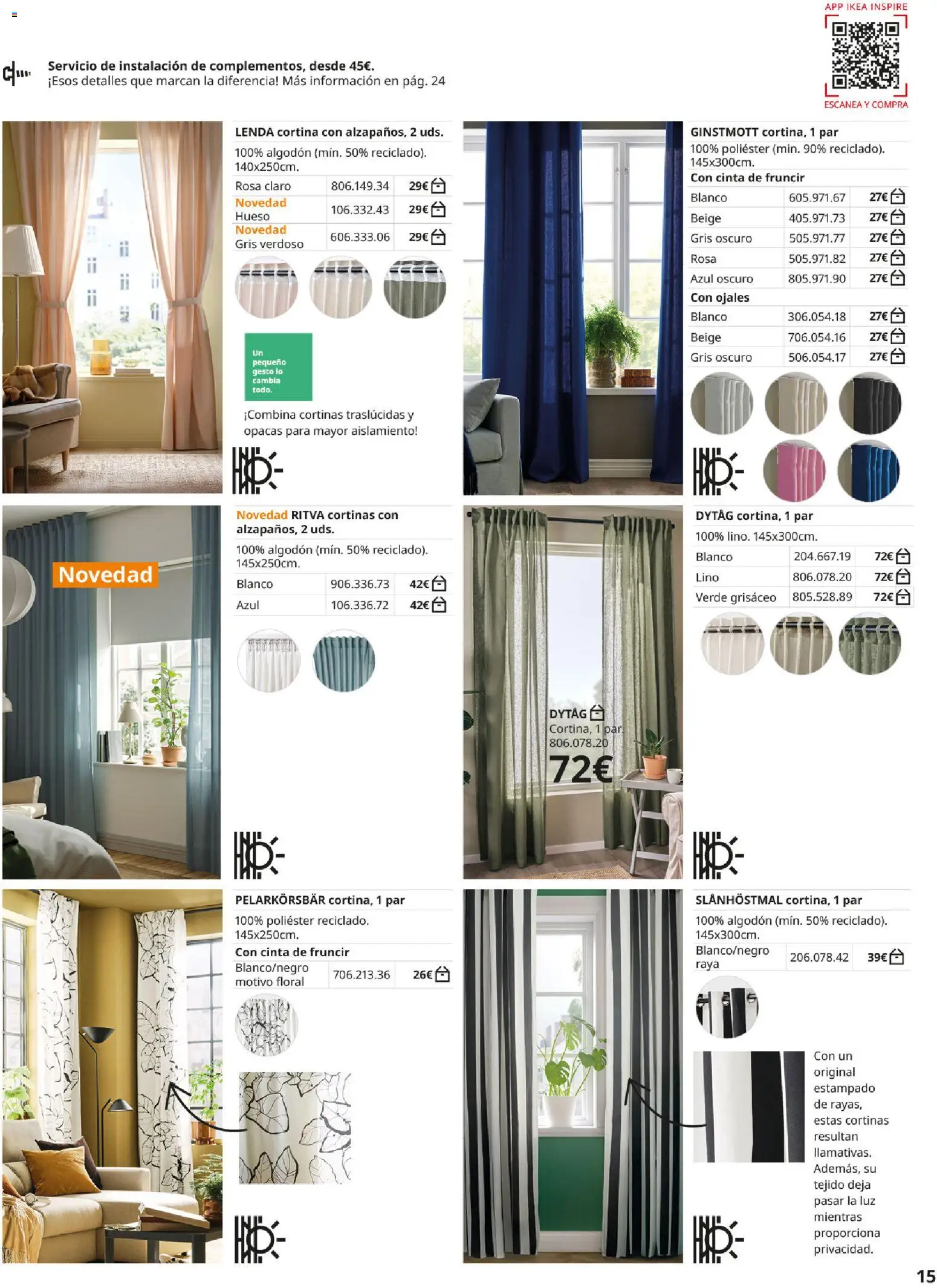 IKEA - Cortinas y estores │ válido desde el 01/09/2026 | Página: 15 | Productos: Cortina, Algodón