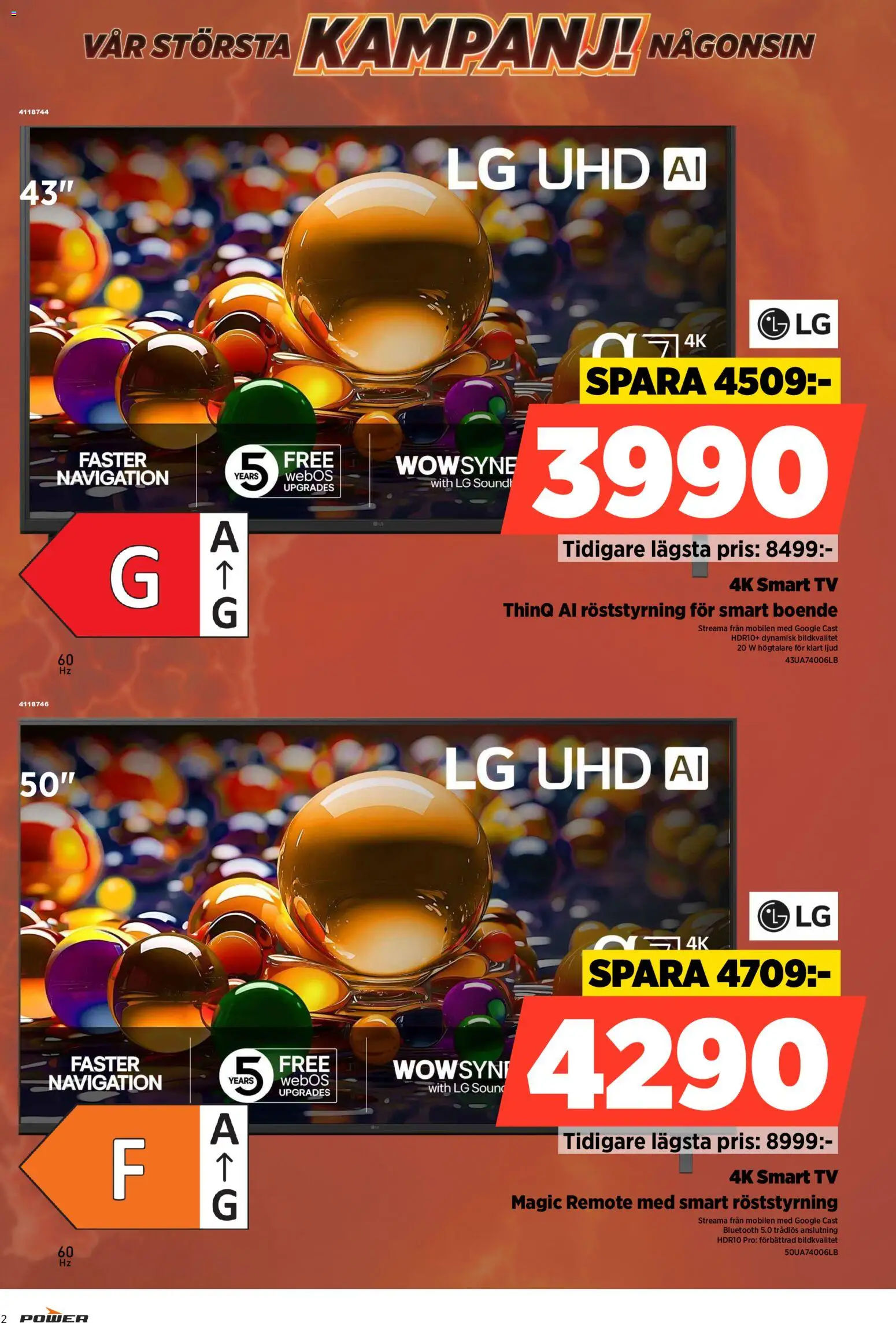 Power reklamblad aktuell från 31/08/2026 | Sida: 2 | Produkter: Smart tv, Tv, Högtalare