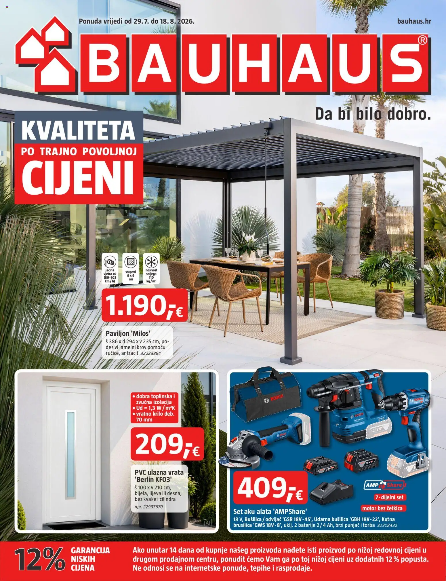 Bauhaus katalog | vrijedi od 29.07.2026 | Stranica: 1 | Proizvodi: Kutna brusilica, Vrata, Baterije, Odvijač