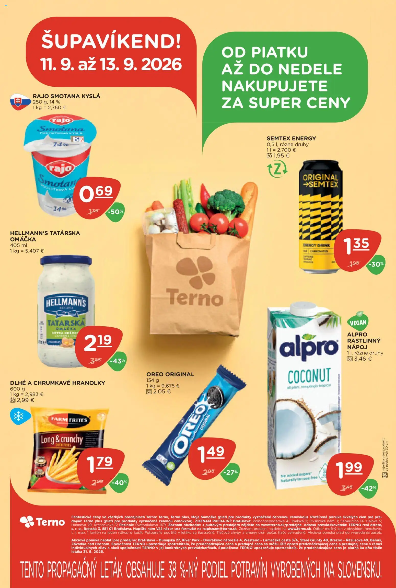 Nové Terno akcie – leták je platný od 10.09.2026 | Strana: 24 | Produkty: Smotana, Oreo, Tatárska omáčka, Omáčka