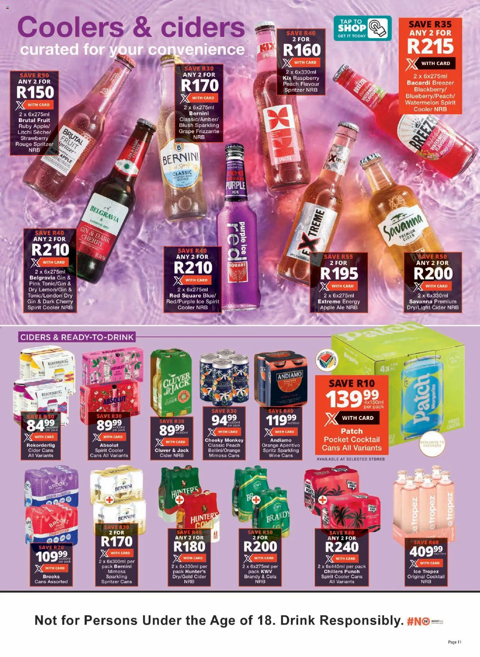 New Checkers catalogue – valid from 23.03.2026 | Page: 11 | Products: Cider, Wine, Water, Peach