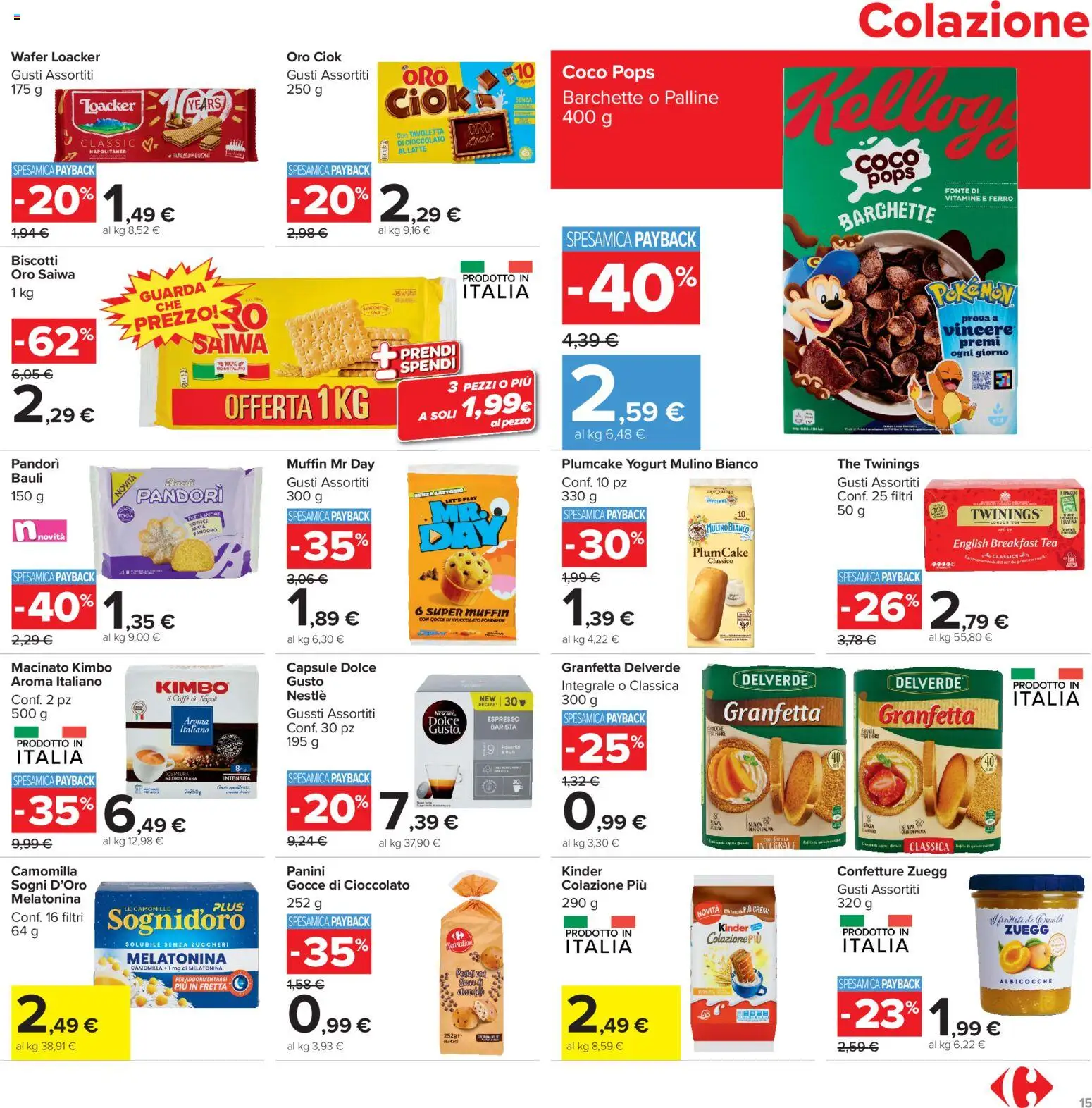 Volantino Carrefour del 15/09/2026 | Pagina: 15 | Prodotti: Crema, Caffè, Plumcake, Ferro