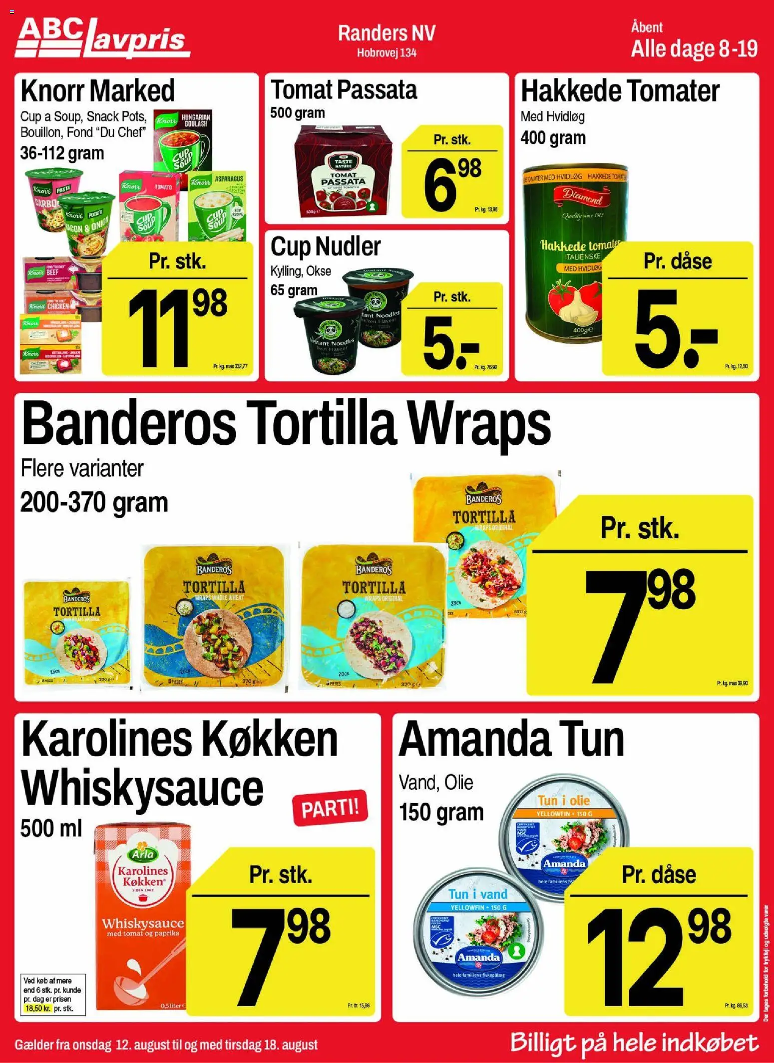 Abc Lavpris tilbudsavis – gyldig fra 12/08/2026 | Side: 7 | Produkter: Nudler, Pasta, Hakkede tomater, Paprika