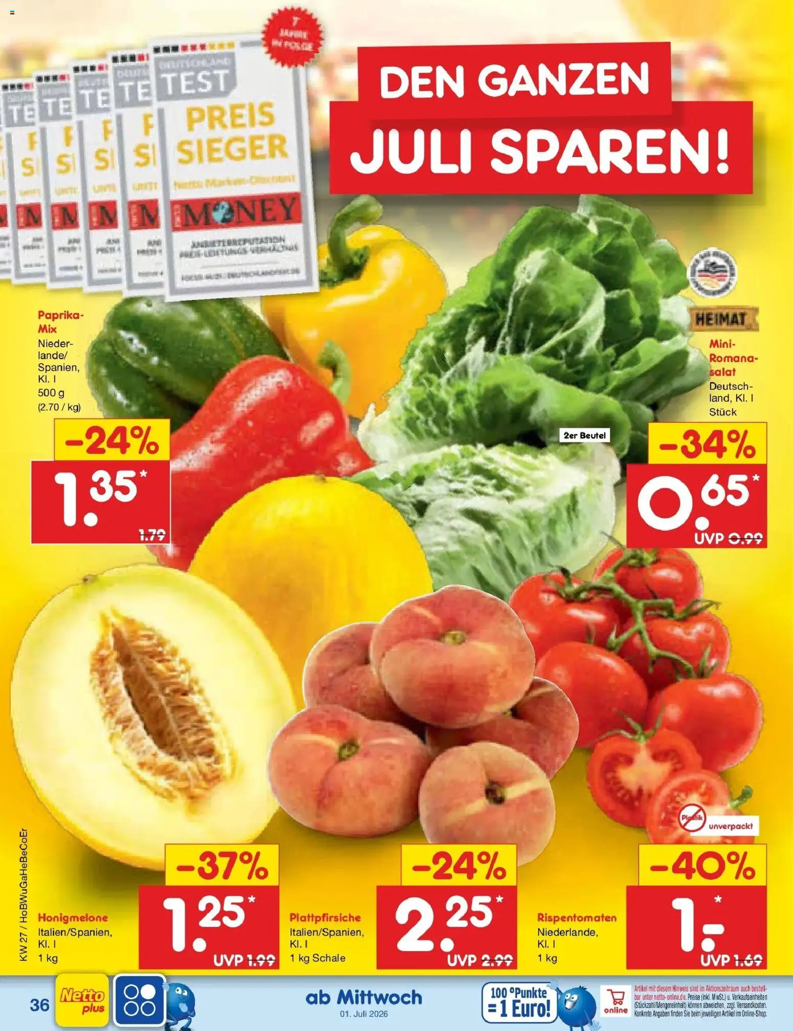 Netto Marken-Discount Prospekt Hamburg – gültig ab 29.06.2026 | Seite: 54 | Produkte: Honigmelone, Paprika, Salat