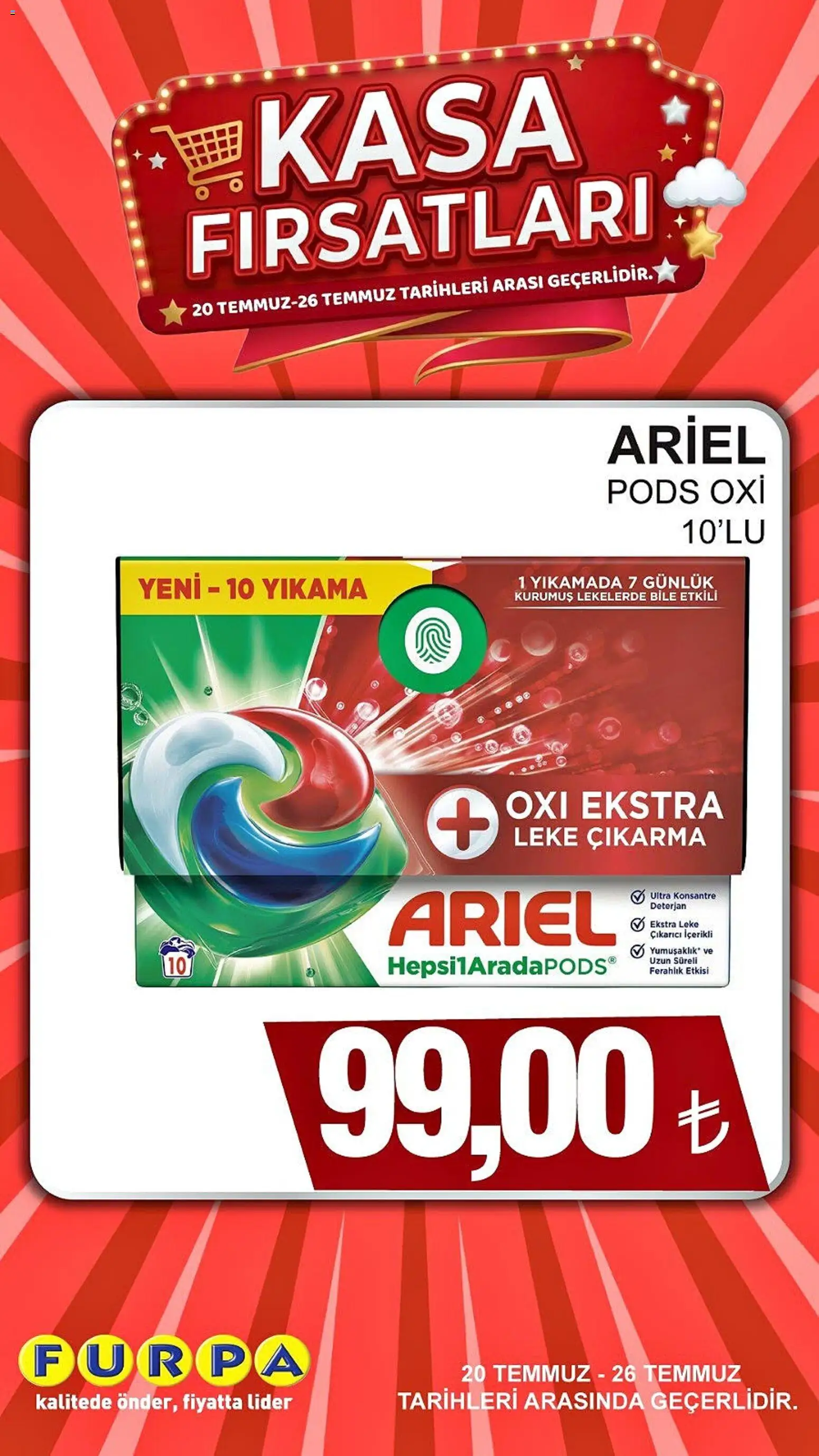 Furpa - Kasa Fırsatları - 20 Temmuz 2026 tarihinden itibaren geçerlidir | Sayfa: 1 | Ürünler: Leke çıkarıcı, Deterjan, Kasa