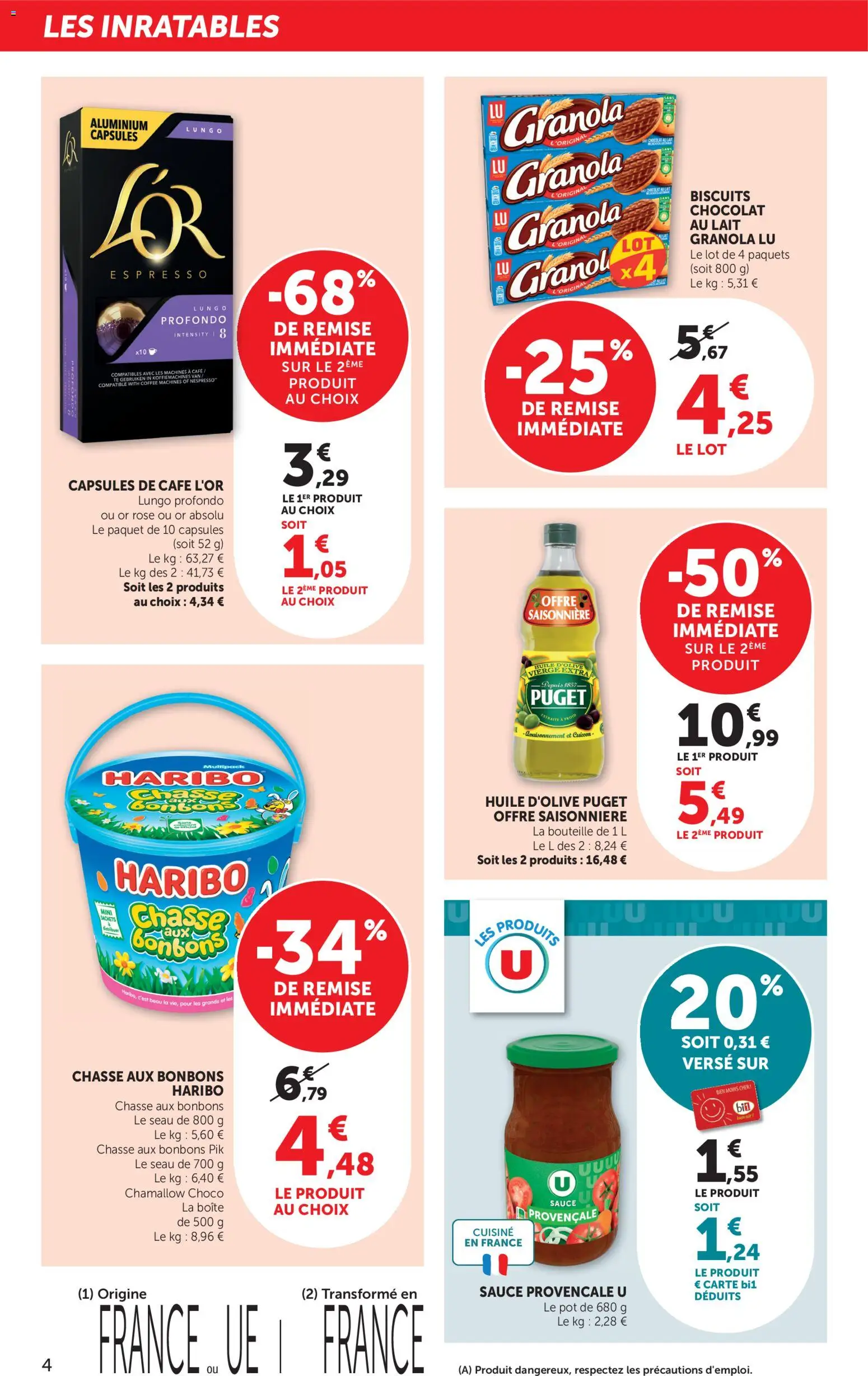 {H1} | Page: 4 | Produits: Huile D'olive, Capsules de cafe L'Or, Café, Bonbons