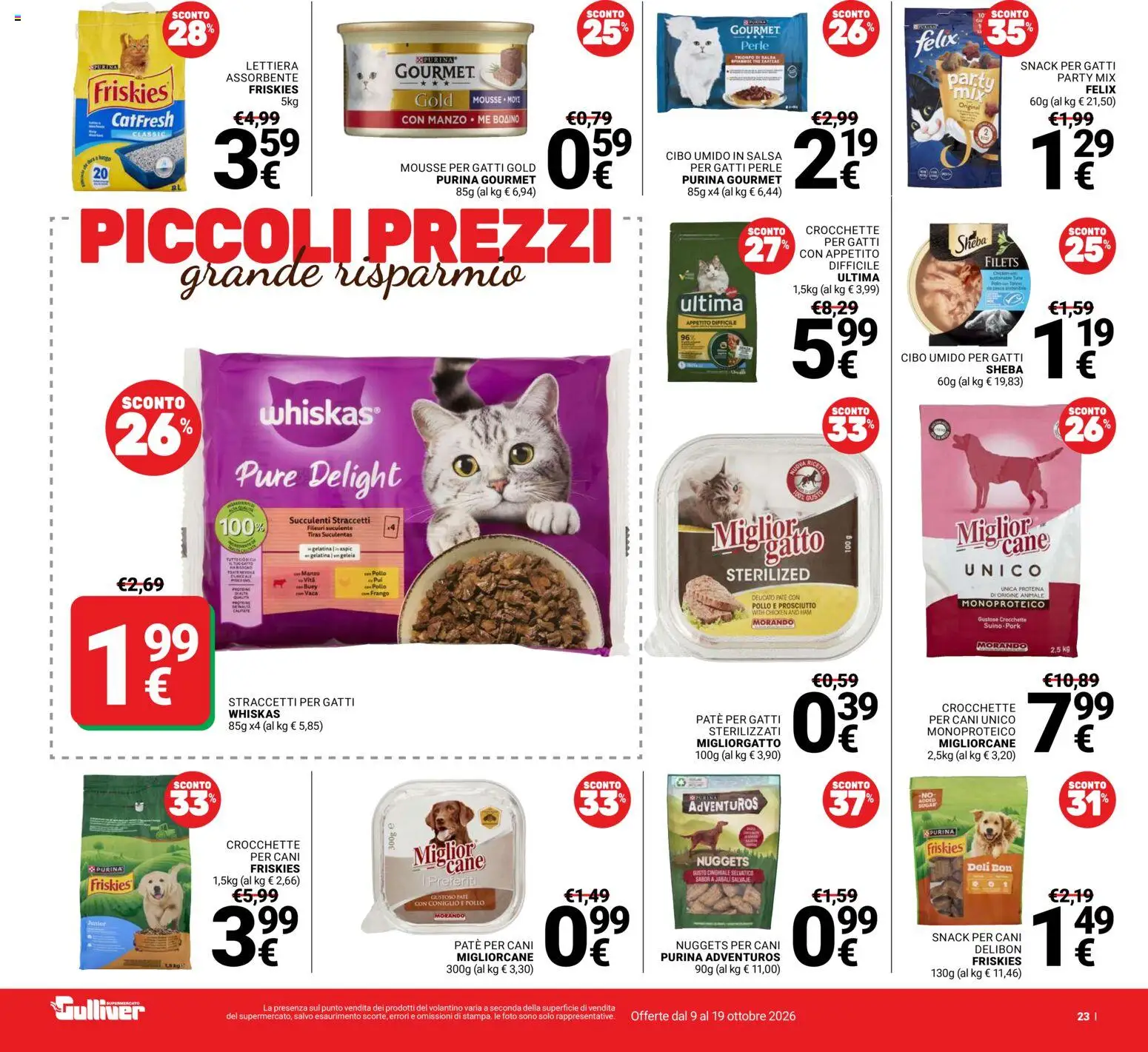 Volantino Gulliver del 09/10/2026 | Pagina: 23 | Prodotti: Manzo, Coniglio, Proteina, Paté per cani