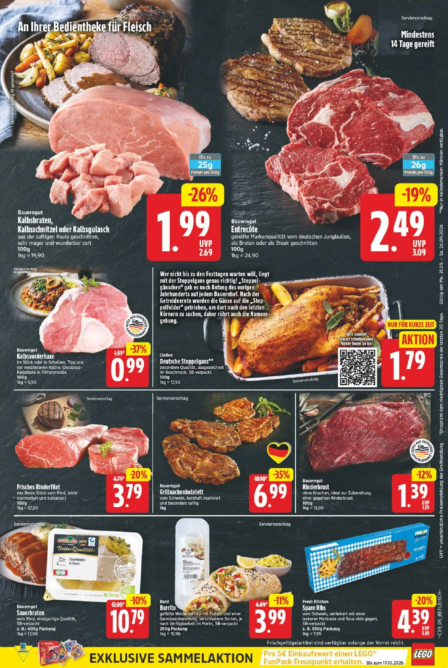 E center Prospekt – gültig ab 21.09.2026 | Seite: 5 | Produkte: Rinderfilet, Spare ribs, Bauerngut, Steak