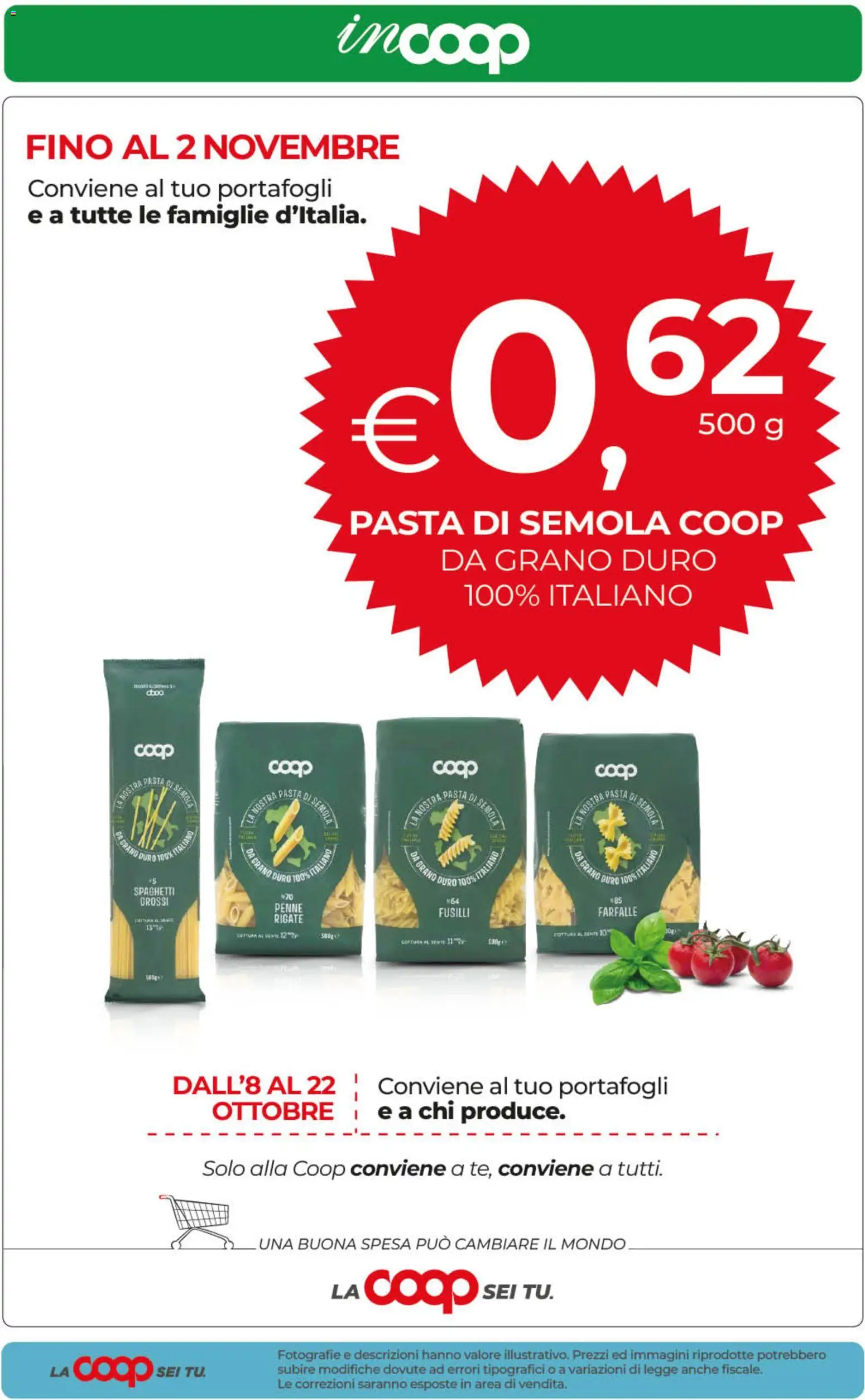 Volantino COOP del 23/10/2026 | Pagina: 20 | Prodotti: Pasta di semola, Fusilli, Penne, Spaghetti