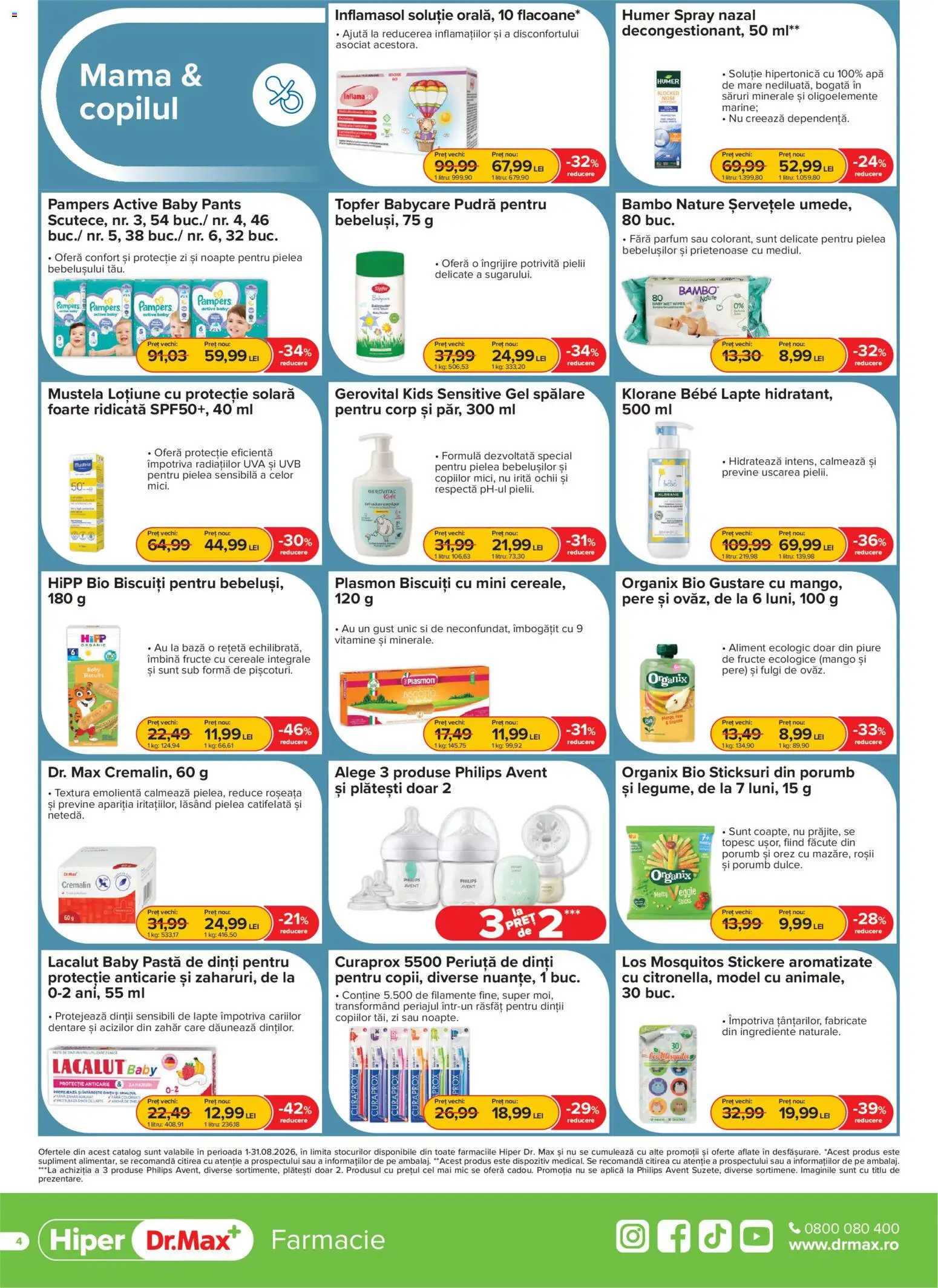 Noul catalog Dr.Max – valabil de la 01.08.2026 | Pagină: 4 | Produse: Parfum, Lapte, Roșii, Fructe