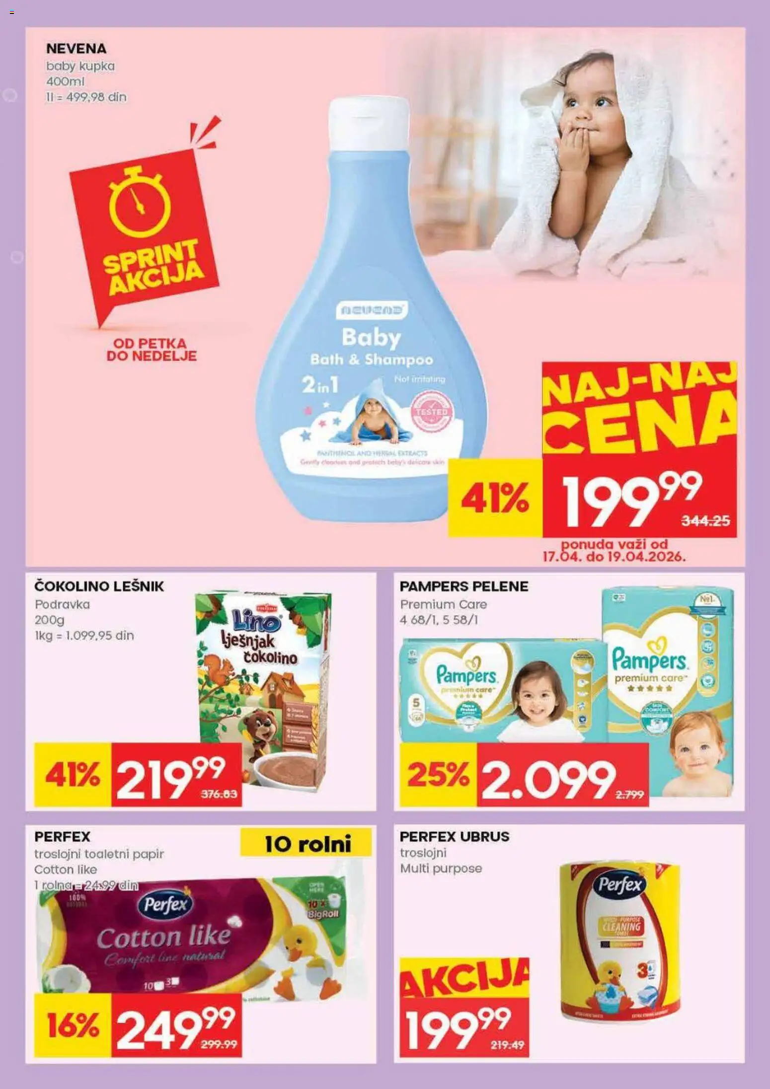 Idea katalog - važi od 16.04.2026 | Strana: 29 | Proizvode: Pampers, Lešnik, Ubrus, Podravka