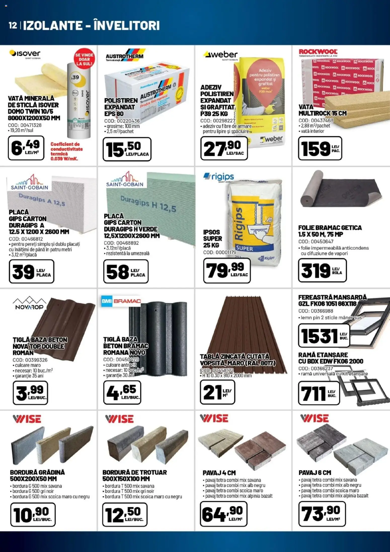 Noul catalog Ambient – valabil de la 06.10.2026 | Pagină: 12 | Produse: Tablă, Mâner, Țiglă, Polistiren