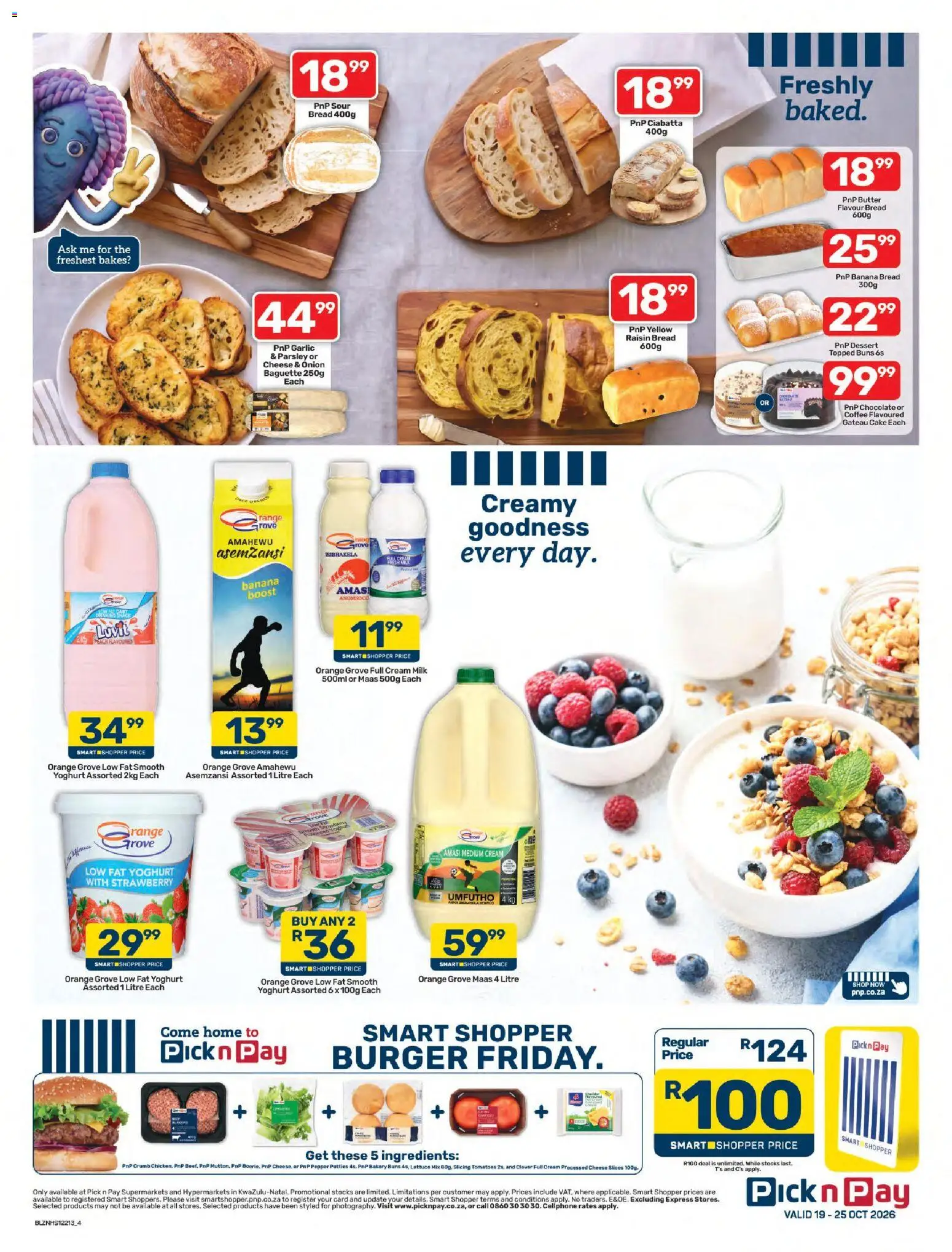 New Pick n Pay catalogue – valid from 19/10/2026 | Page: 4 | Products: Bakery, Buns, Tomatoes, Pepper