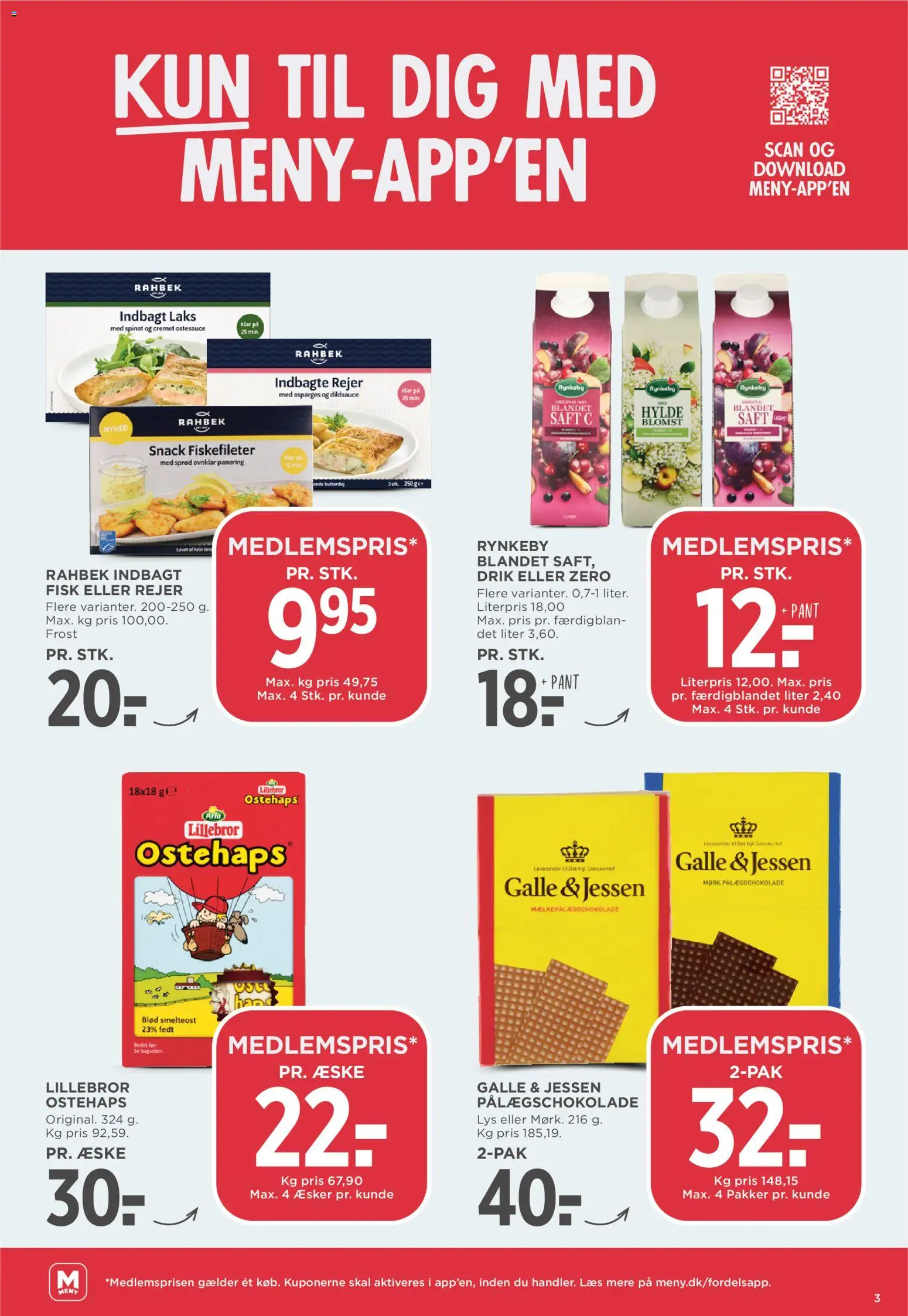 Meny tilbudsavis – gyldig fra 24.04.2026 | Side: 3 | Produkter: Pålægschokolade, Rejer, Ostehaps, Spinat