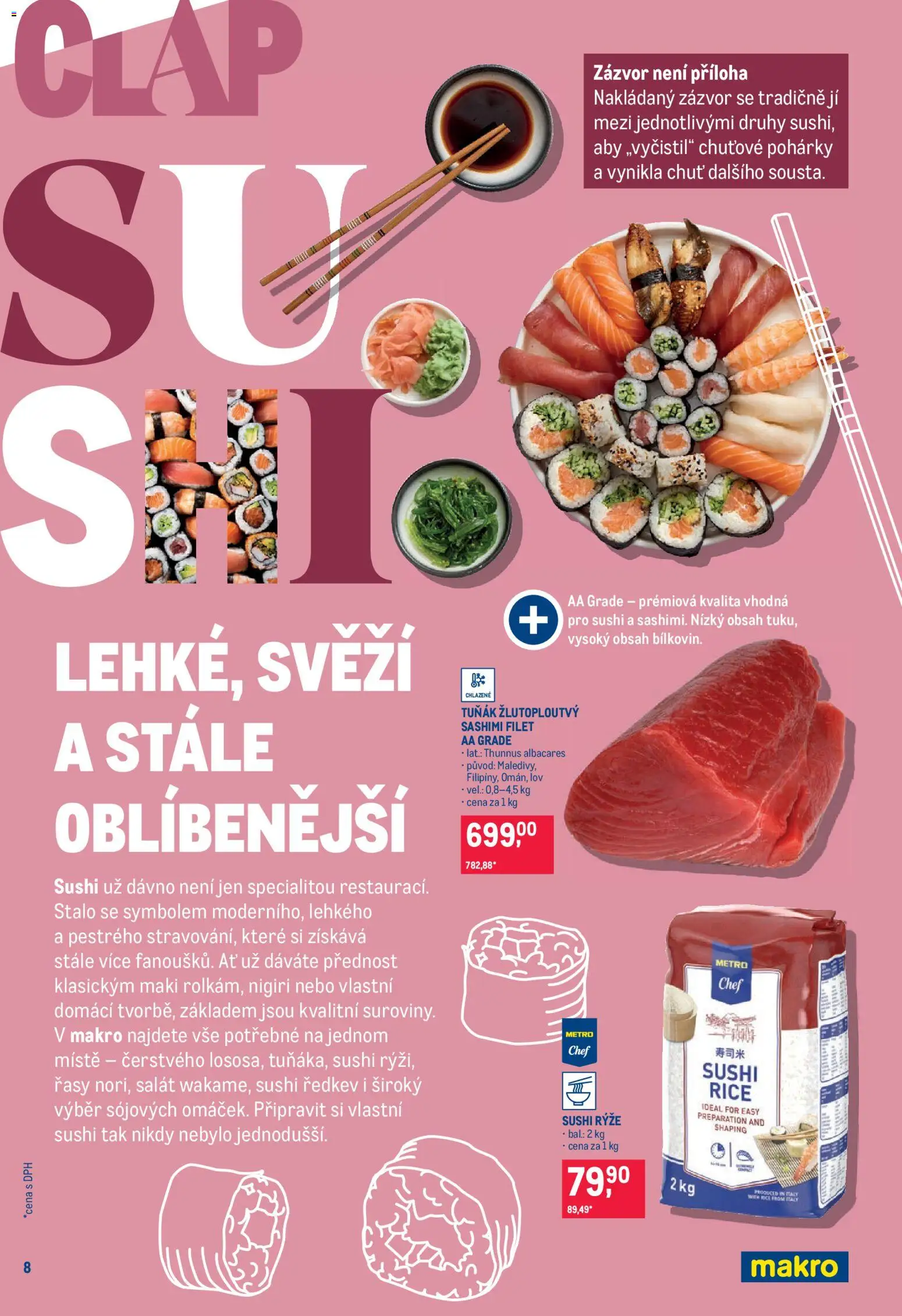 Makro leták - Pro milovníky jídla od 29.07.2026 | Strana: 8 | Produkty: Rýže, Salát, Sushi rýže, Zázvor