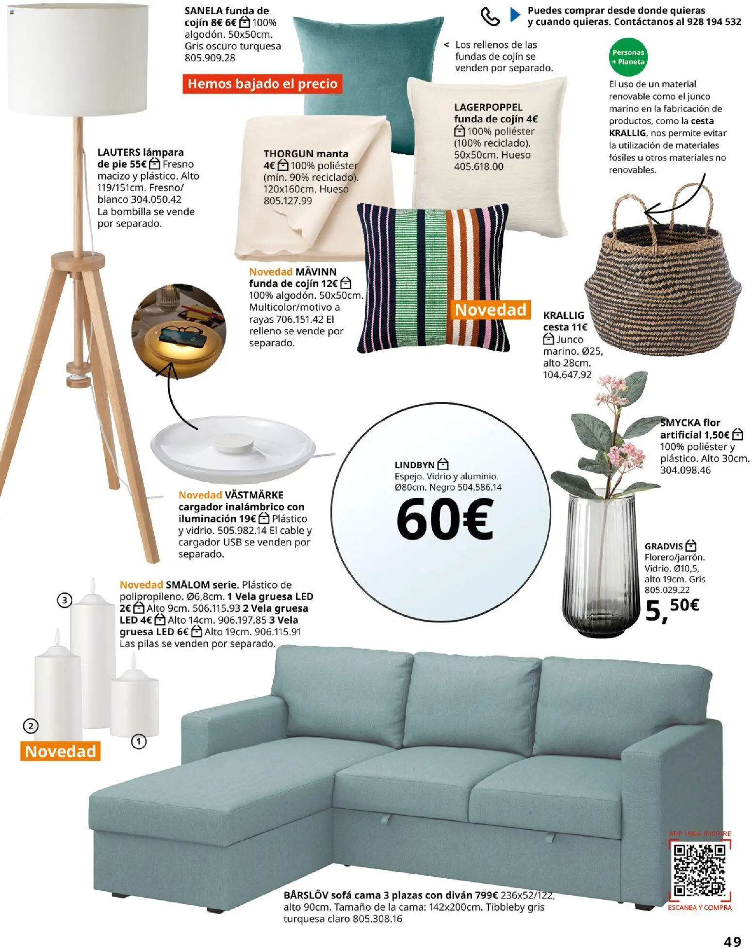 IKEA - Salones │ válido desde el 04/02/2026 | Página: 49 | Productos: Funda, Iluminación, Cojín, Cesta
