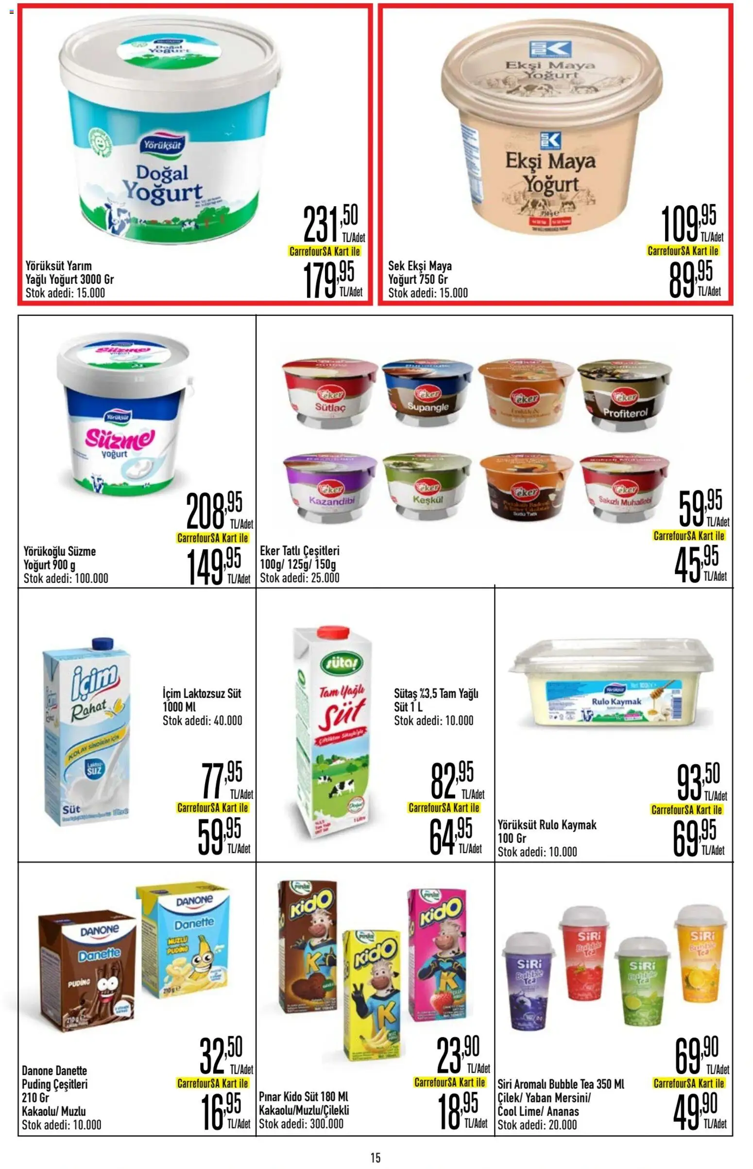 CarrefourSA Katalog - 11.06.2026 tarihinden itibaren geçerlidir | Sayfa: 15 | Ürünler: Süt, Yoğurt, Ananas