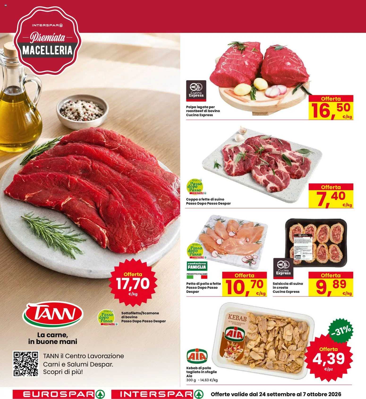 Volantino Eurospar del 24/09/2026 | Pagina: 8 | Prodotti: Bovino, Pollo, Suino, Salsiccia