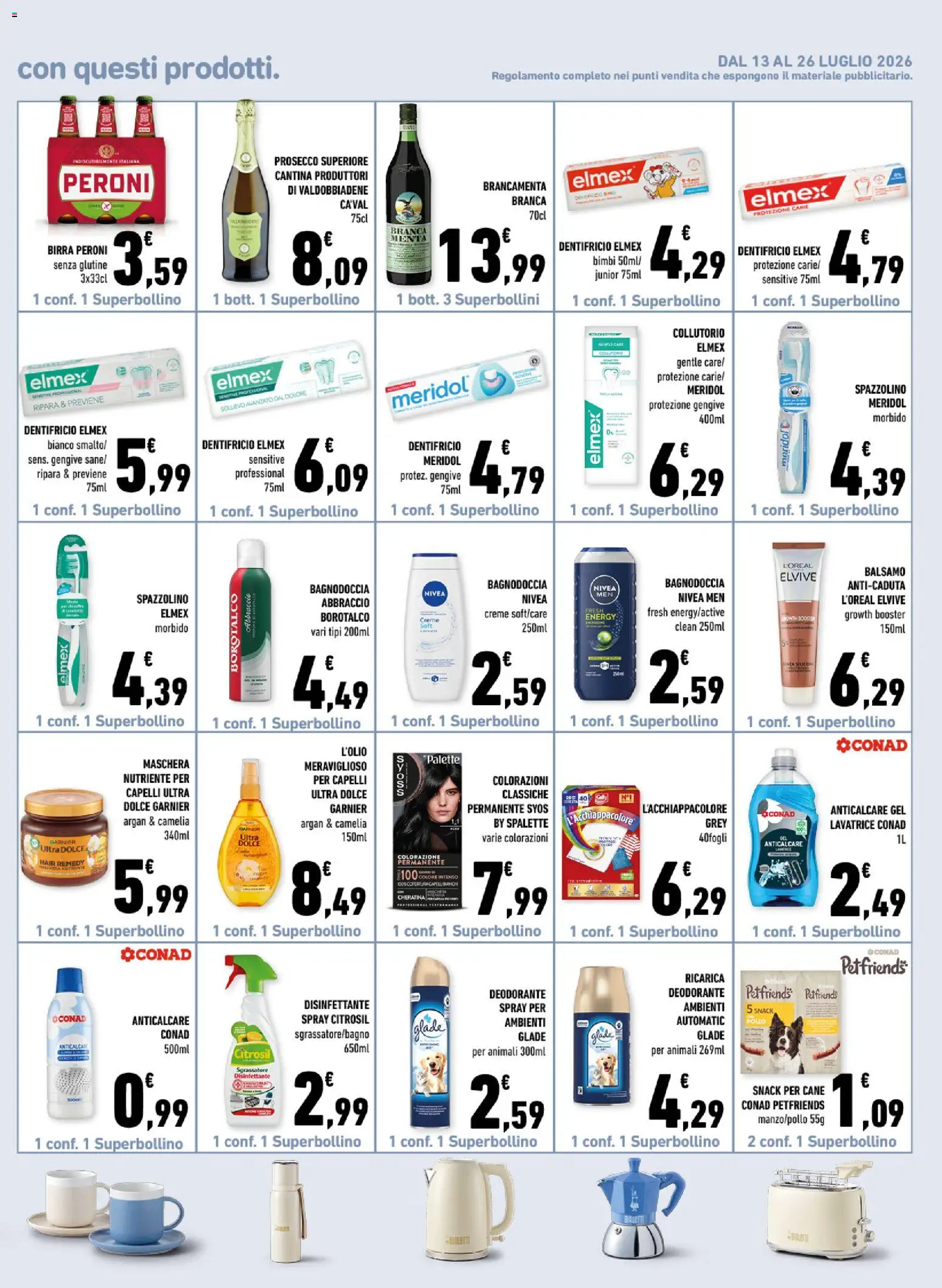 Volantino Conad del 16/07/2026 | Pagina: 15 | Prodotti: Dentifricio, Birra, Sgrassatore, Doccia