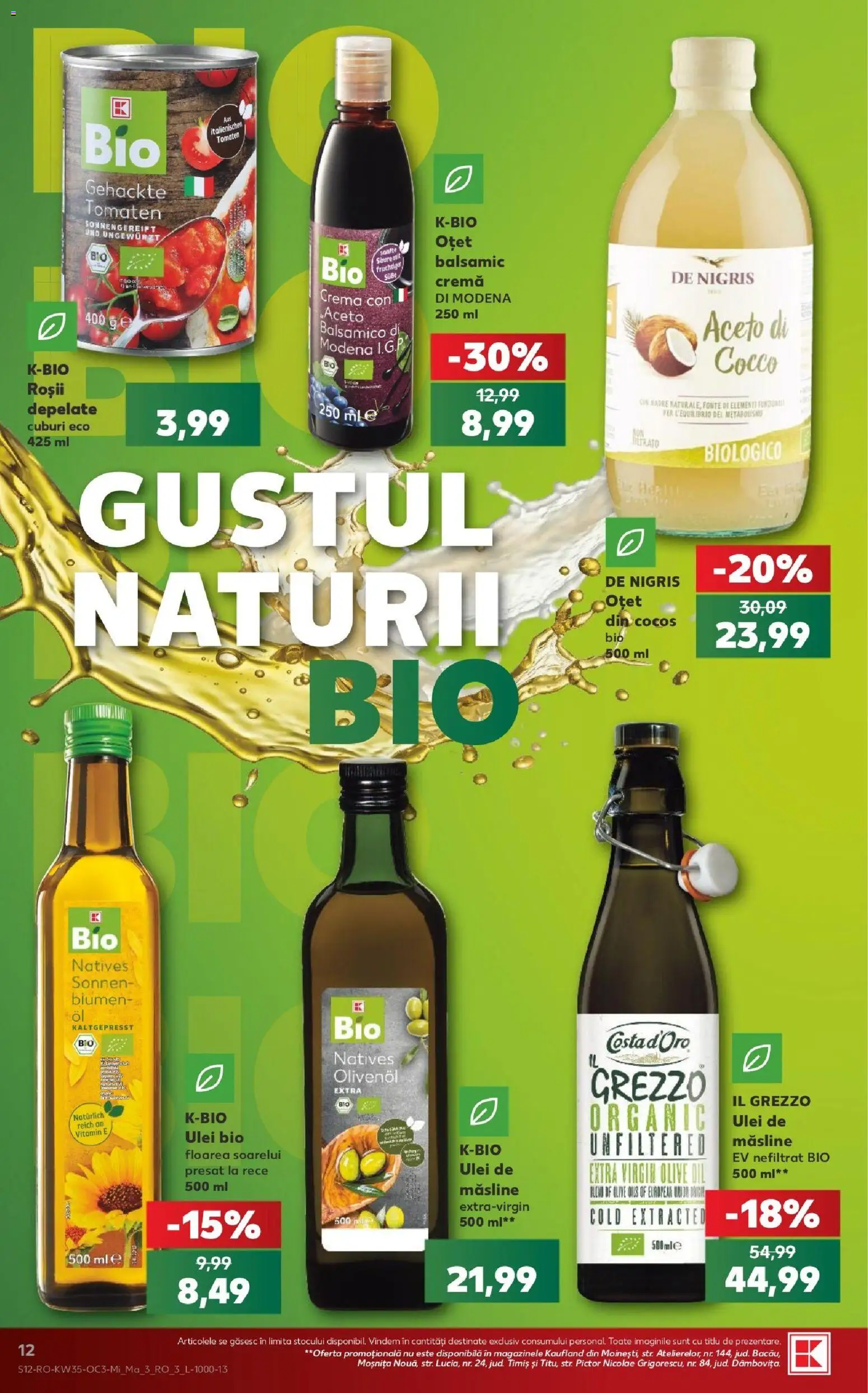 Noul catalog Kaufland – valabil de la 26.08.2026 | Pagină: 12 | Produse: Bio, Măsline, Ulei, Oțet