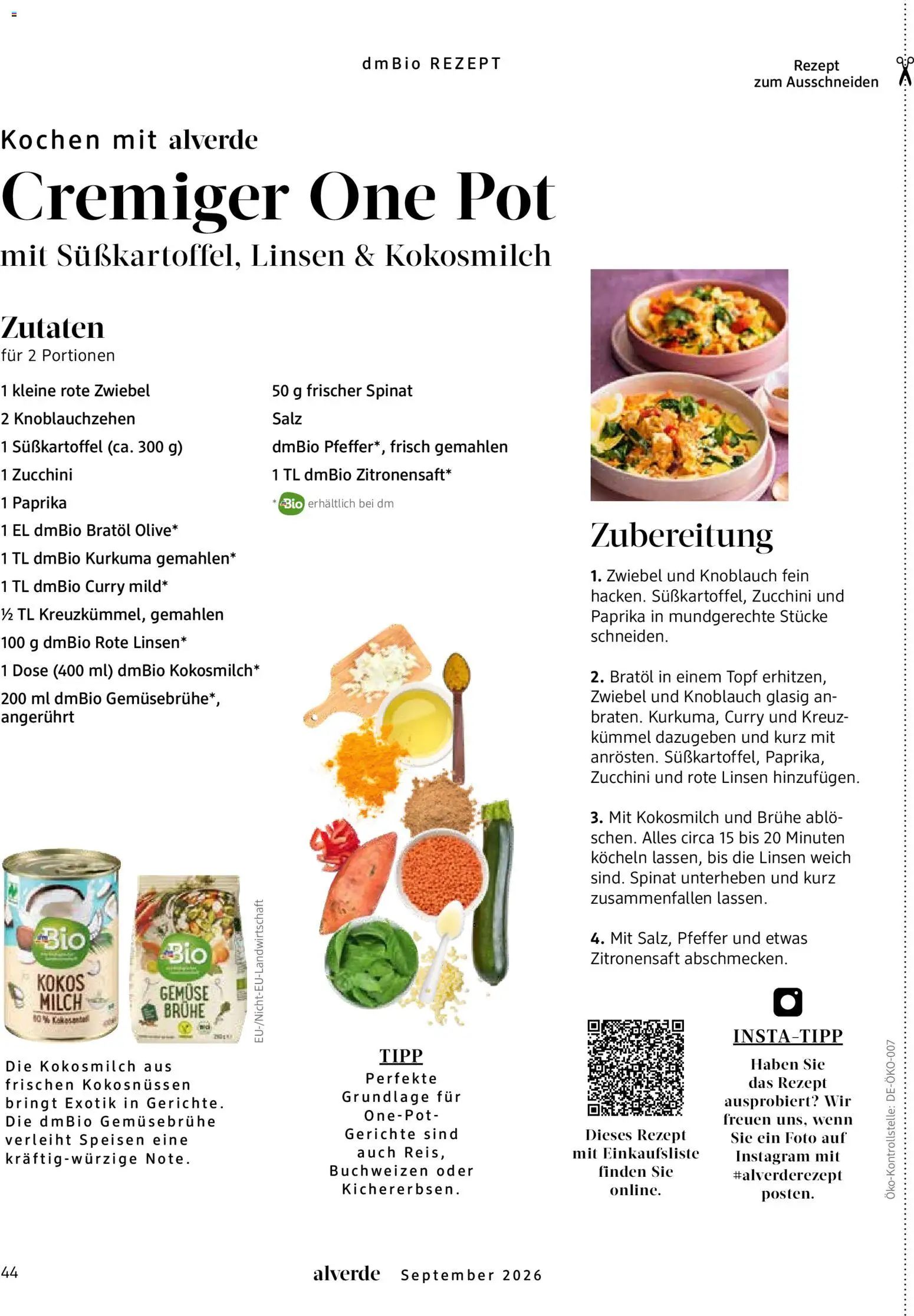 dm drogerie Prospekt – gültig ab 01.09.2026 | Seite: 44 | Produkte: Milch, Gemüse, Gerichte, Zucchini