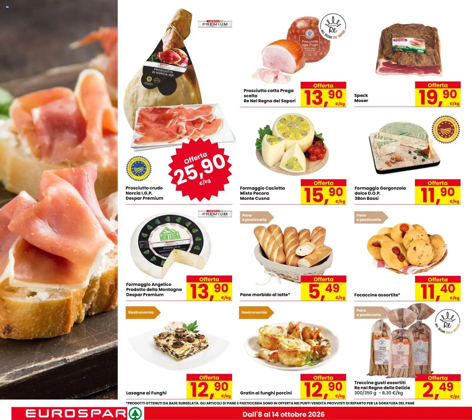 Volantino Eurospar del 08/10/2026 | Pagina: 14 | Prodotti: Speck, Formaggio, Prosciutto, Funghi