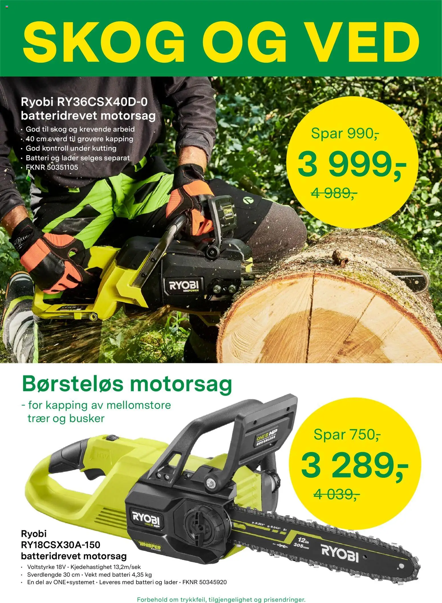 {H1} | Side: 6 | Produkter: Batteridrevet motorsag, Ryobi, Vekt, Batteri