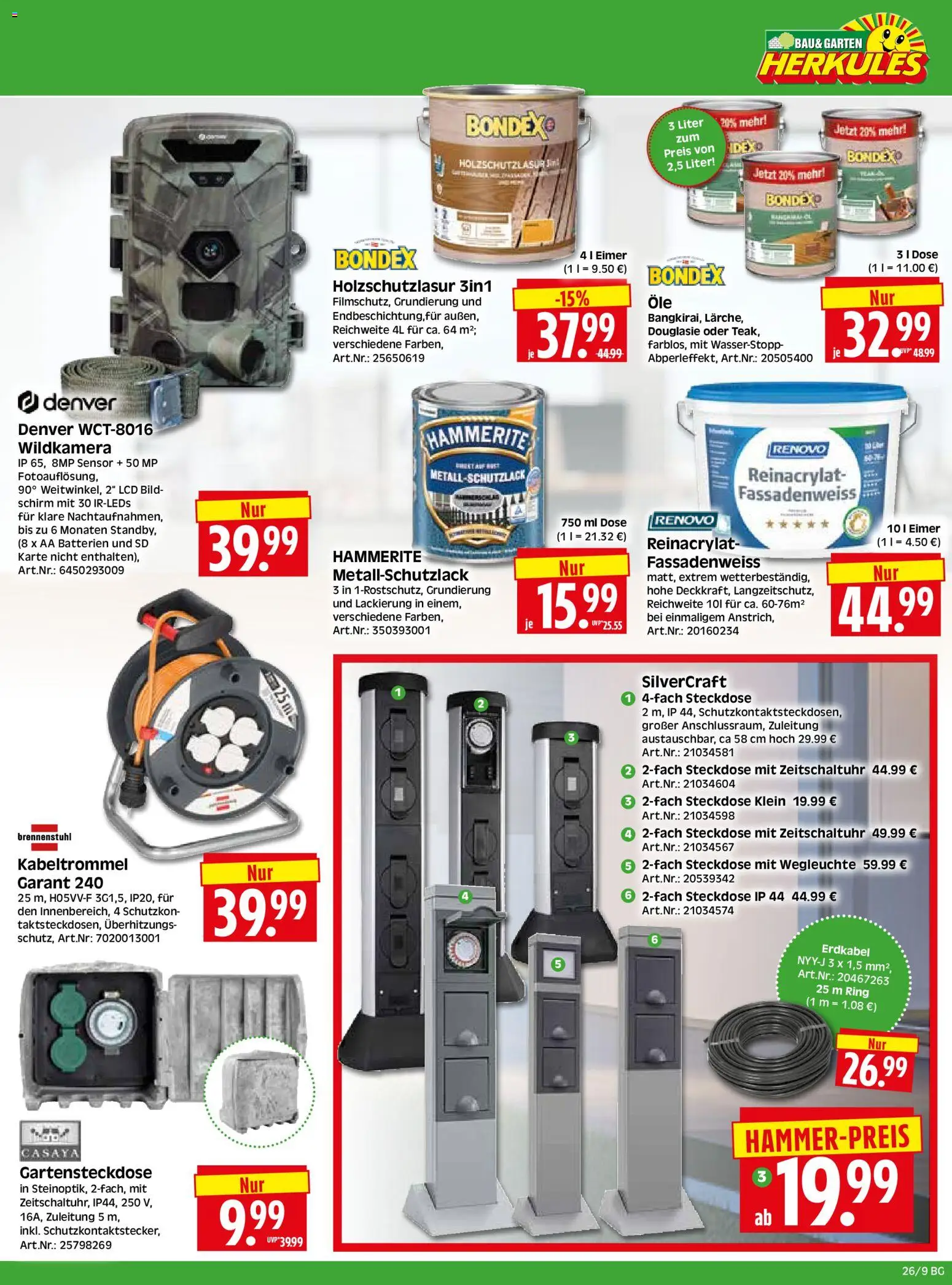 HERKULES Bau & Garten – gültig ab 22.06.2026 | Seite: 9 | Produkte: Batterien, Steckdose