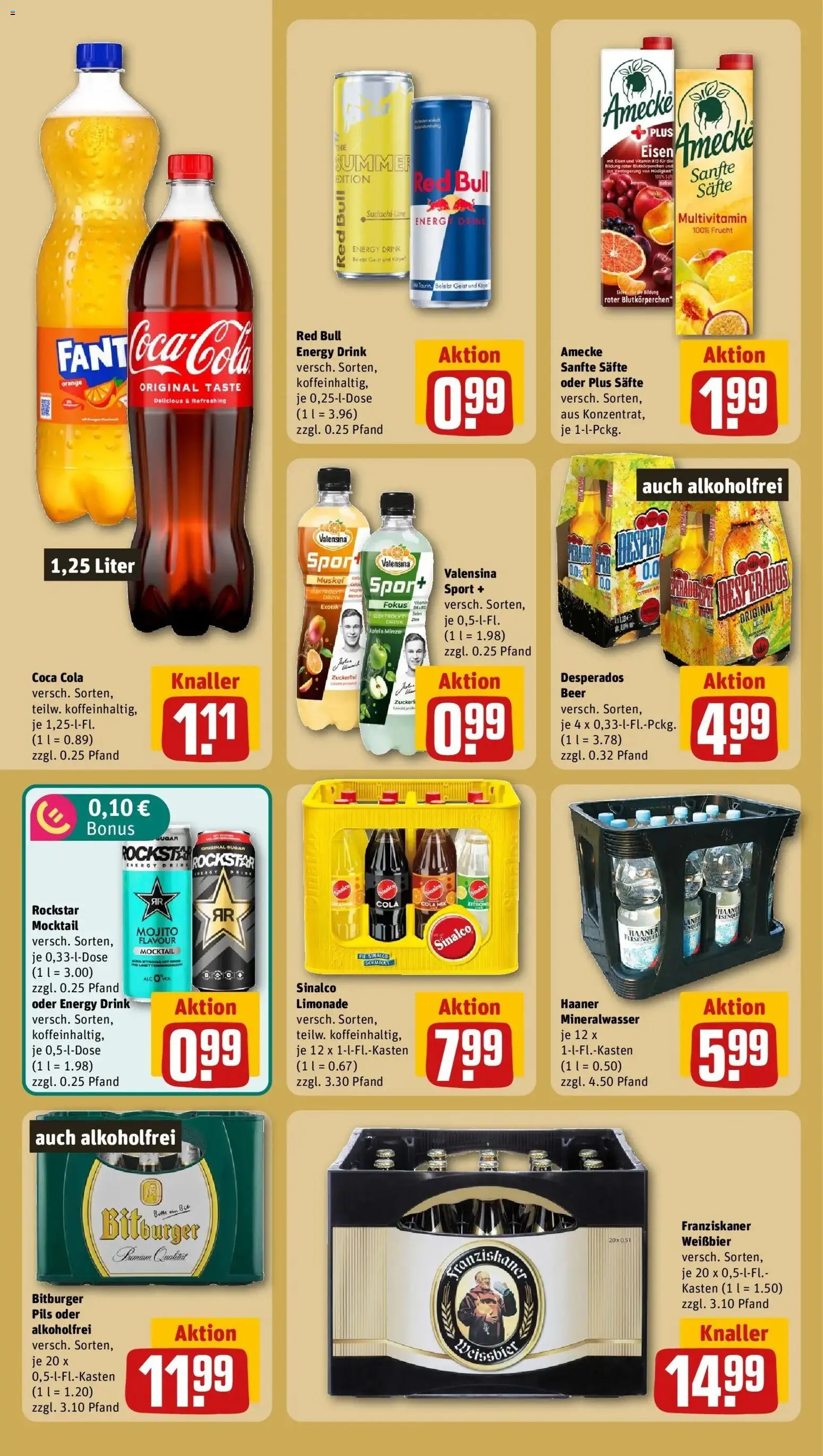 REWE Prospekt ab 03.08.2026 zum Blättern » Angebote | Seite: 14 | Produkte: Sinalco, Energy, Mineralwasser, Desperados