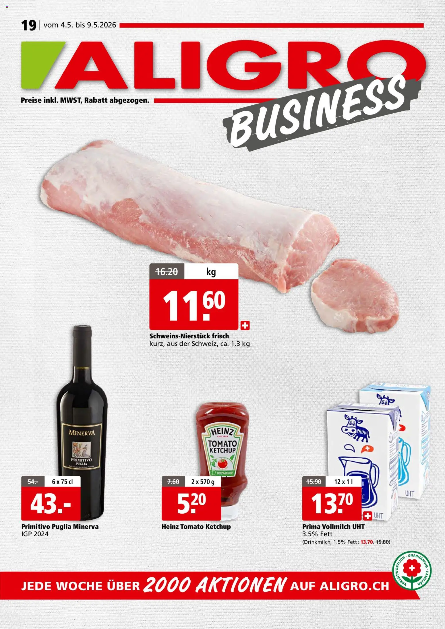 Aligro aktionen Business Schlieren, Gossau SG, Frauenfeld, Rapperswil-Jona, Sargans, Bern – gültig ab 04.05.2026 | Seite: 1 | Produkte: Ketchup