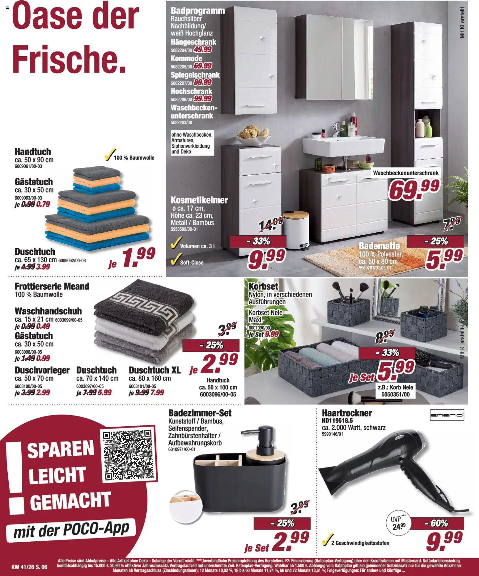 Poco Prospekt – gültig ab 04.10.2026 | Seite: 6 | Produkte: Haartrockner, Waschbecken, Hängeschrank, Unterschrank