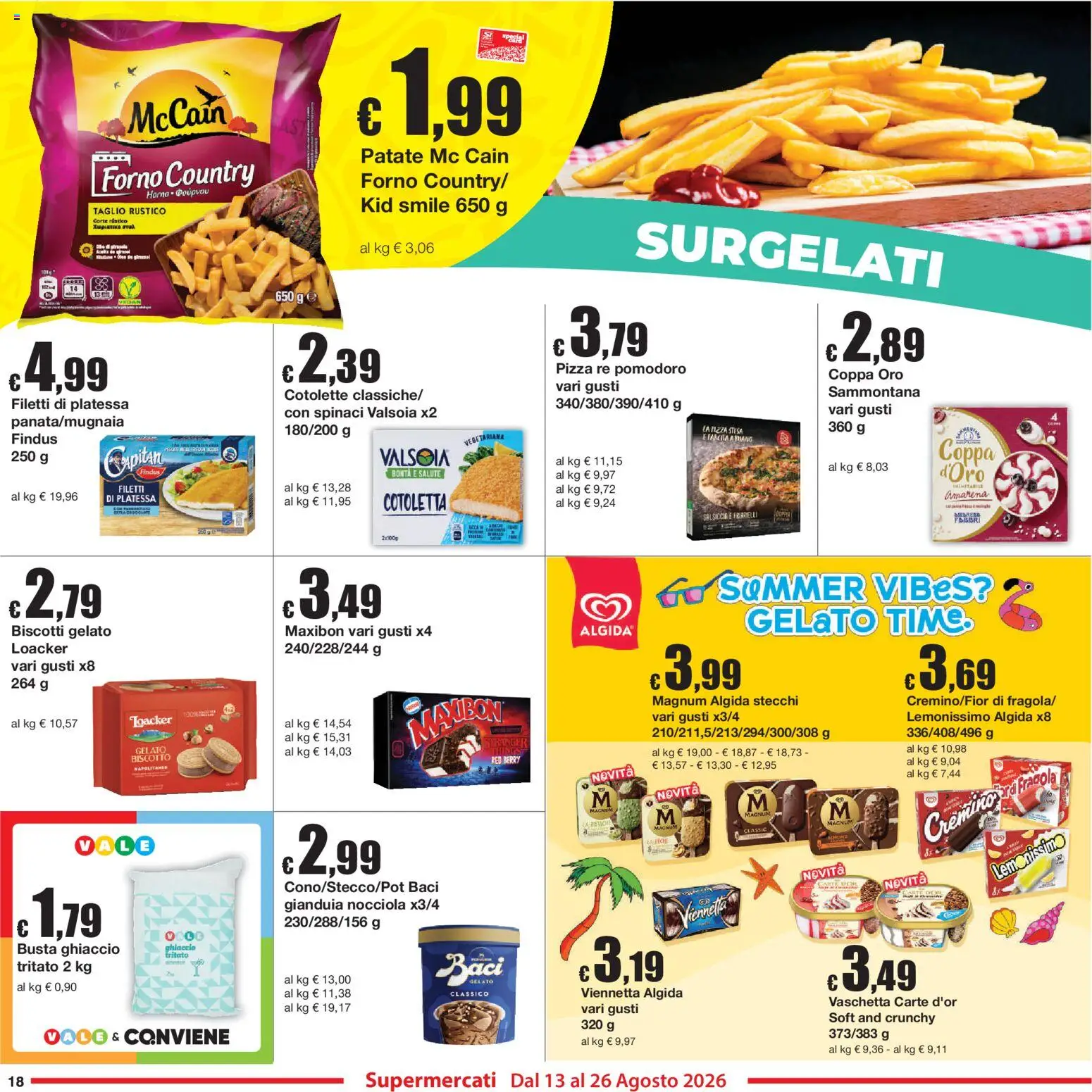 Volantino Sì con Te del 13/08/2026 | Pagina: 18 | Prodotti: Pizza, Magnum, Gelato, Spinaci