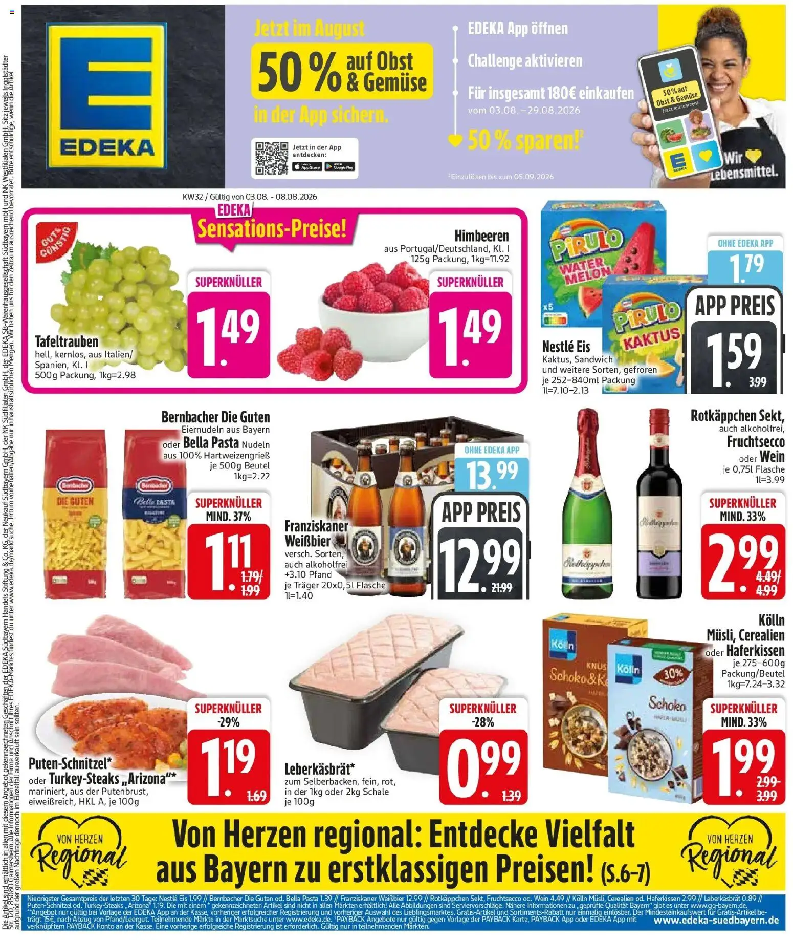 Edeka Prospekt Pfaffenhofen/Ilm (ab 03.08.2026) » Angebote Online | Seite: 3 | Produkte: Franziskaner, Fruchtsecco, Putenschnitzel, Nudeln