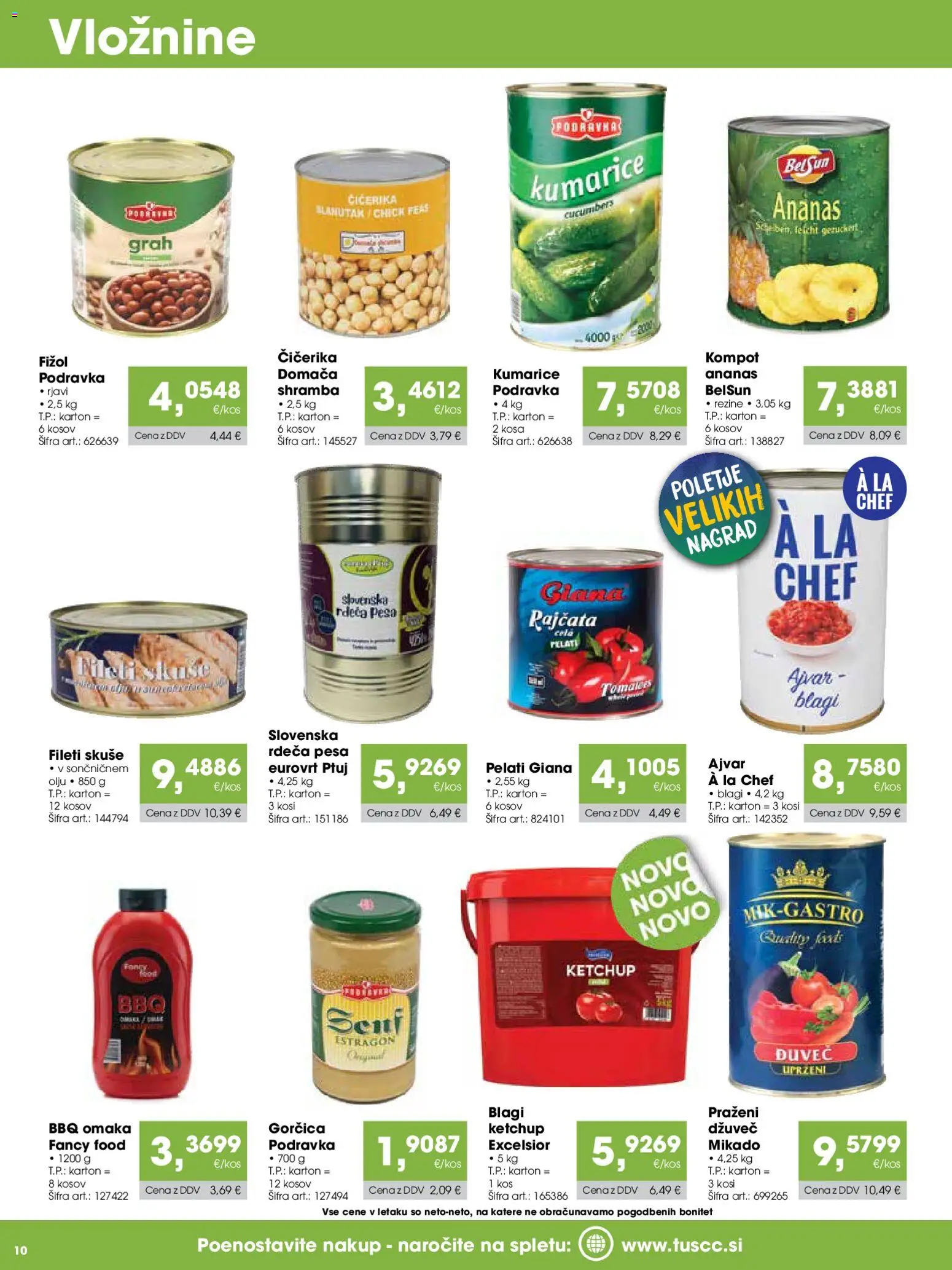 Novi Tuš katalog ponudbe – veljaven od 15.07.2026 | Stran: 10 | Izdelki: Ajvar, Ananas, Omaka, Pesa