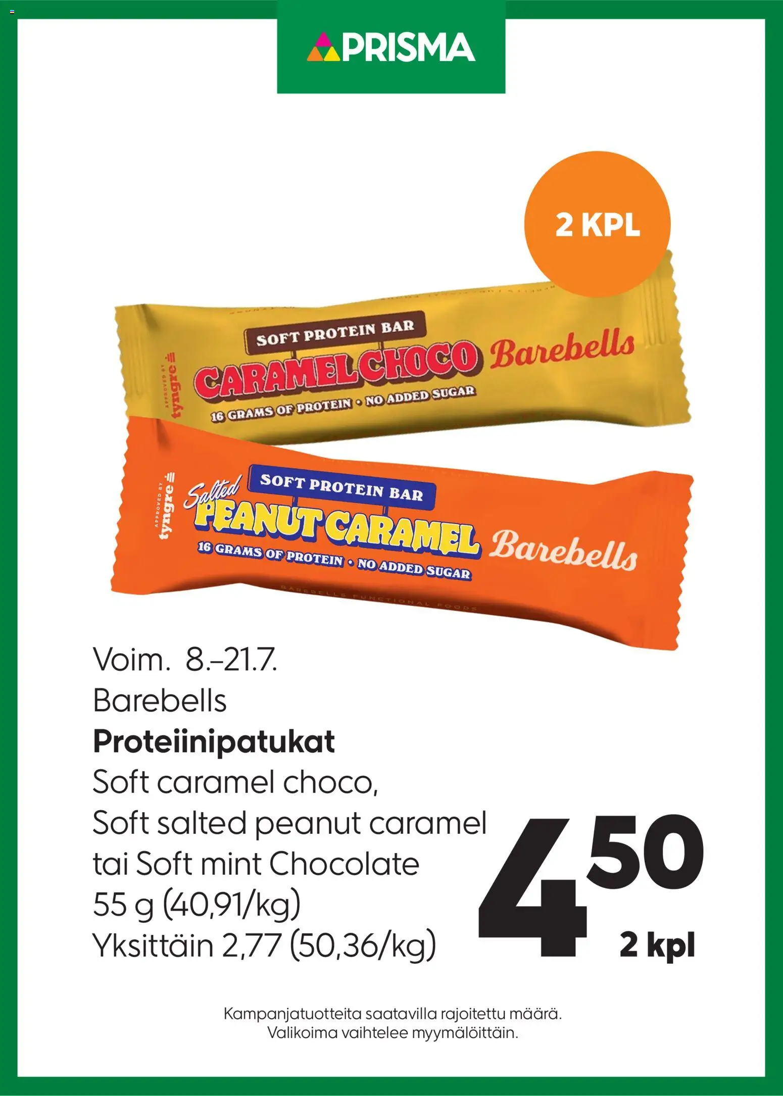 Prisma tarjoukset Barebells – voimassa 08/07/2026 alkaen | Sivu: 1