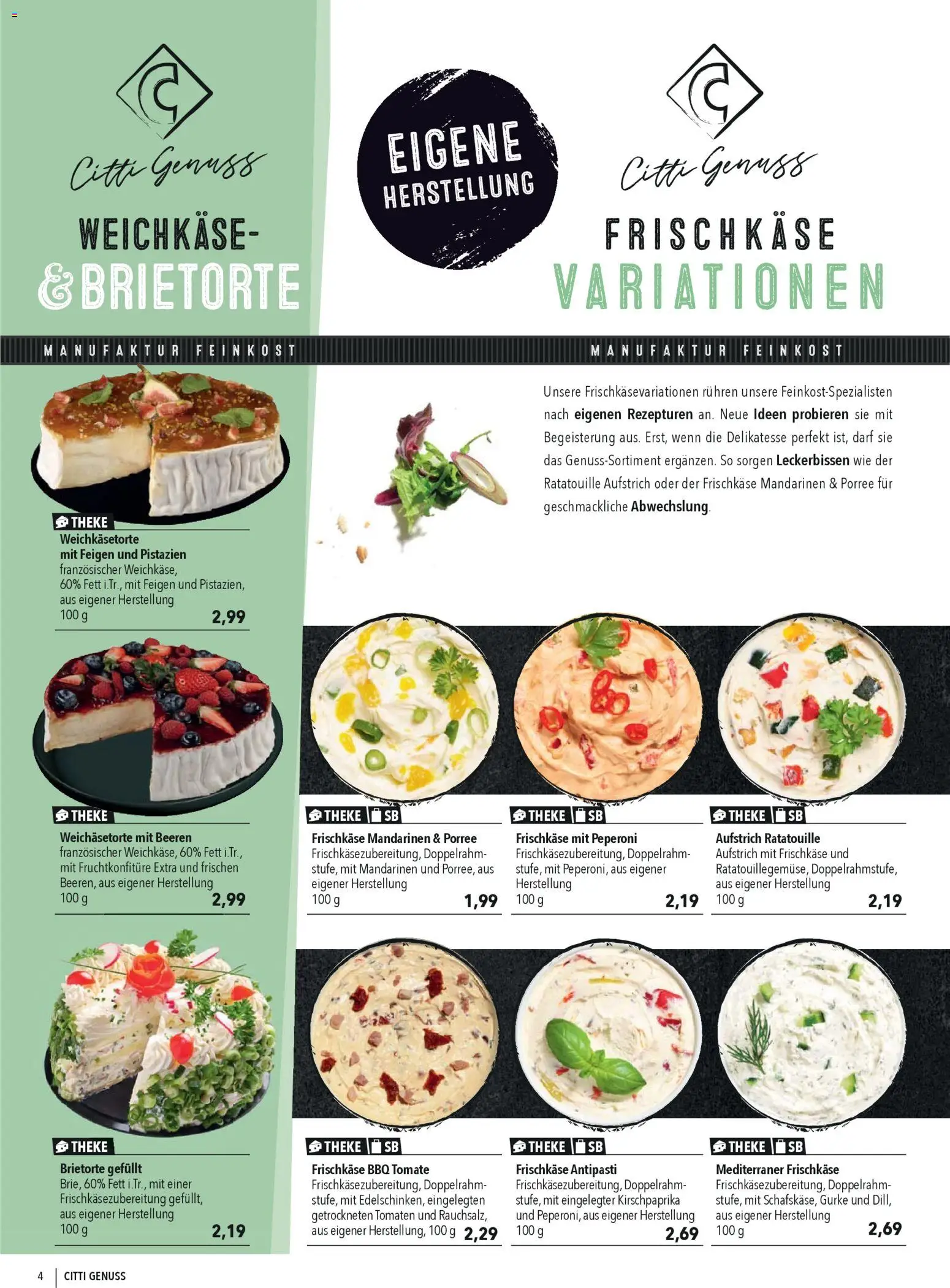CITTI Markt CITTI Genuss – gültig ab 01.04.2026 | Seite: 4 | Produkte: Theke, Mandarinen, Tomaten, Pistazien