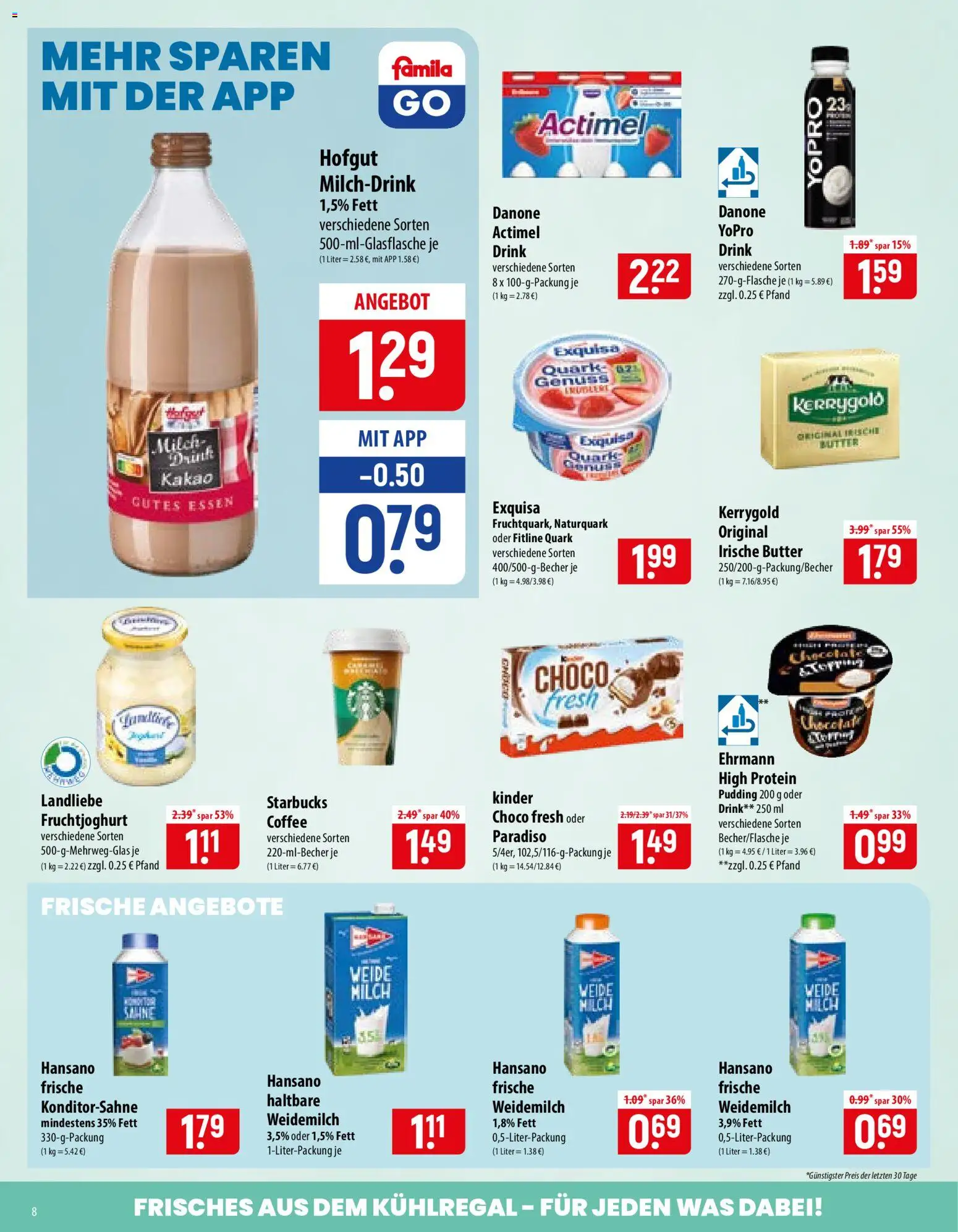 Famila Prospekt – gültig ab 15.06.2026 | Seite: 8 | Produkte: Quark, Milch, Starbucks, Fruchtjoghurt