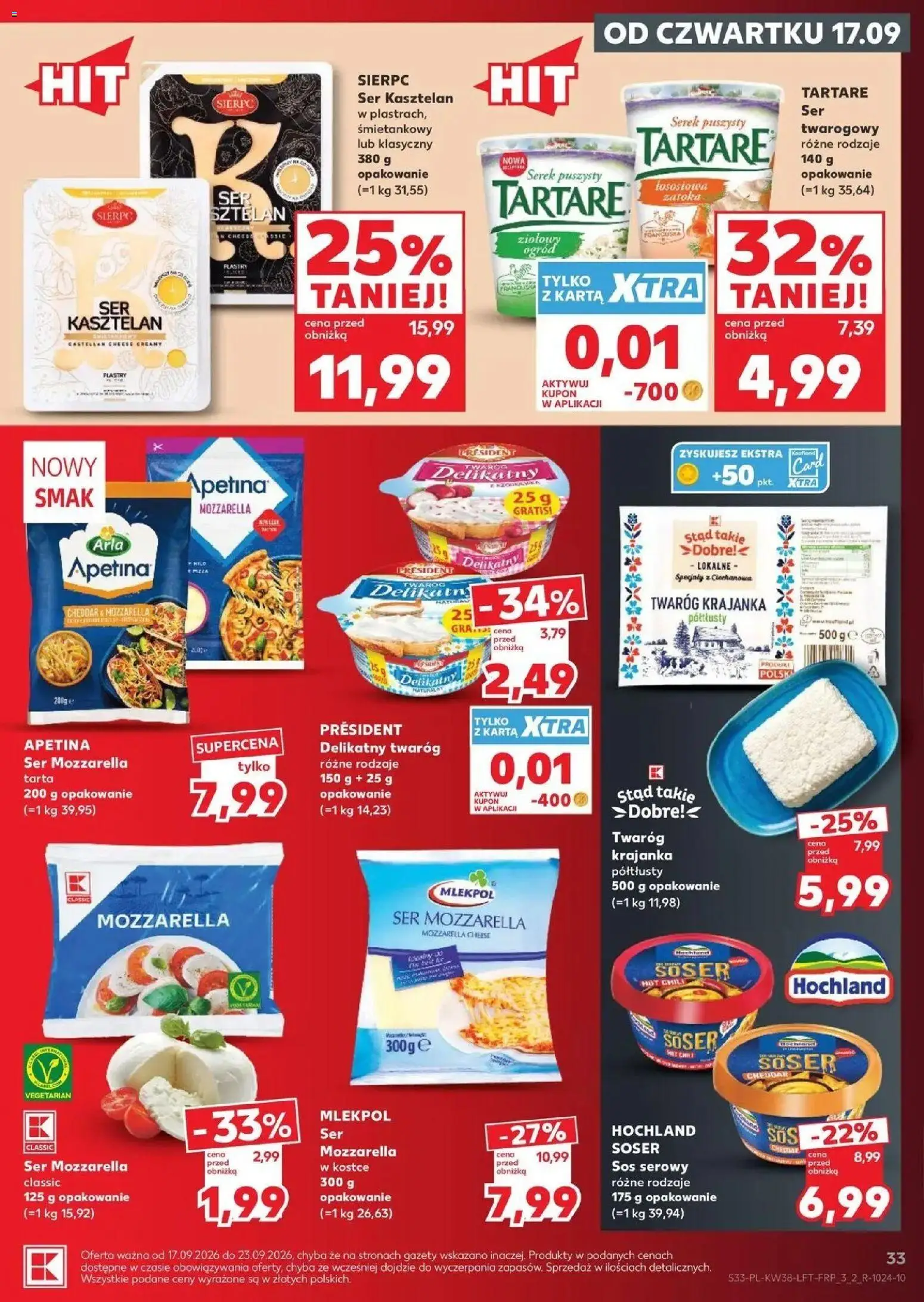 Kaufland gazetka od 17.09.2026 - od jutra PDF | Strona: 33 | Produkty: Sos serowy, Karta, Specjały, Cheddar