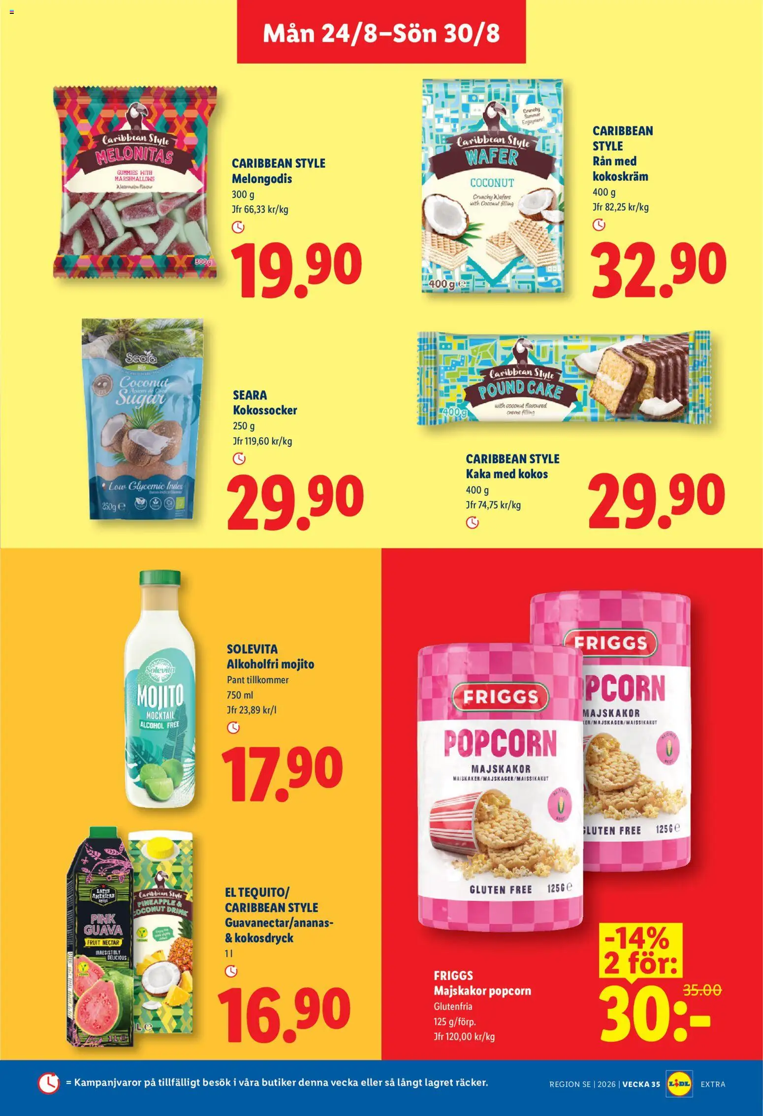 Lidl reklamblad aktuell från 24/08/2026 | Sida: 14 | Produkter: Kokos, Majskakor, Popcorn